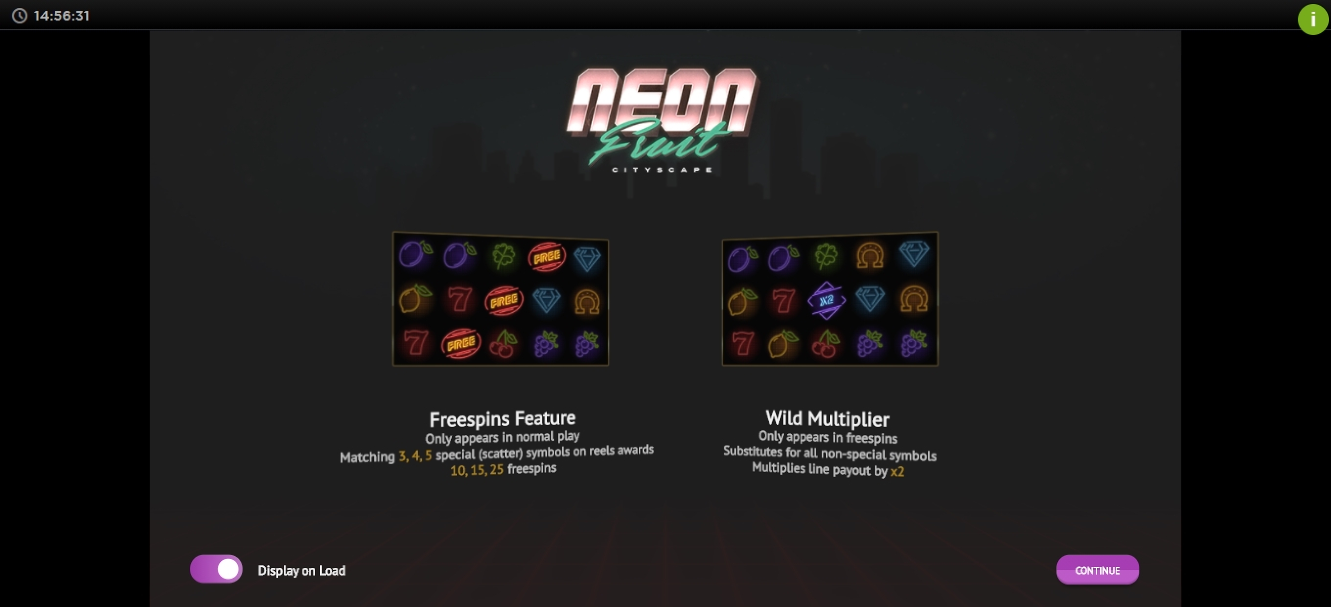 Play Neon Fruit Cityscape Free Casino Slot Game by 1x2 Gaming