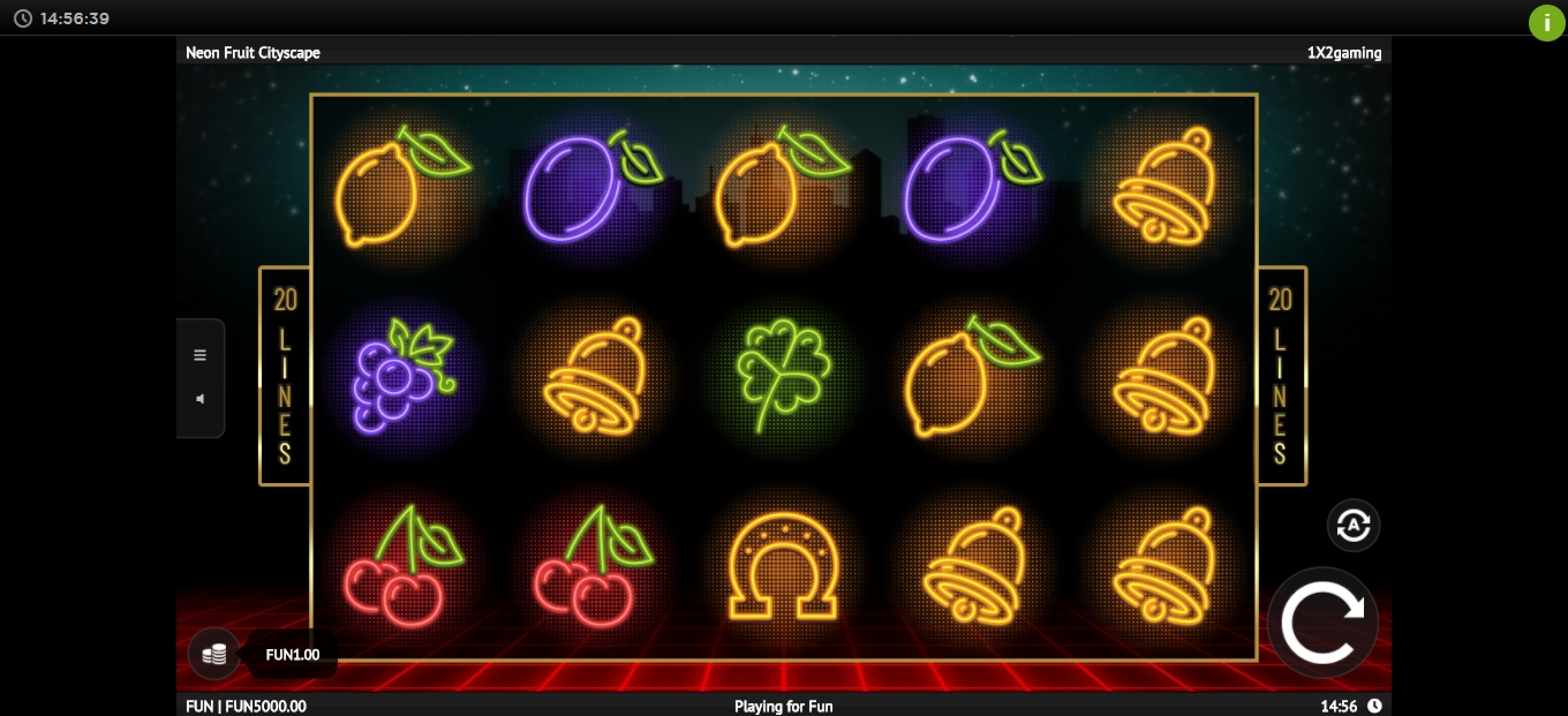 Reels in Neon Fruit Cityscape Slot Game by 1x2 Gaming