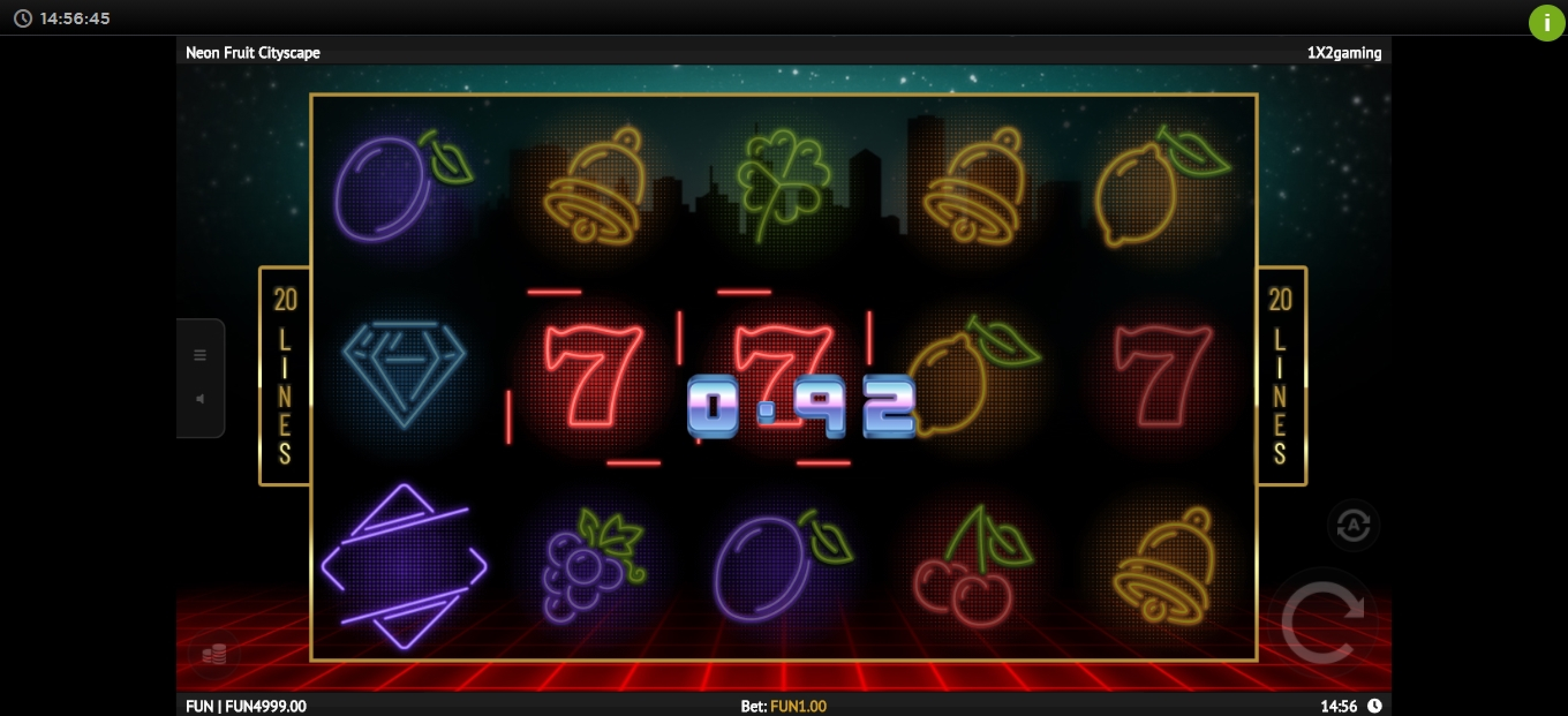 Win Money in Neon Fruit Cityscape Free Slot Game by 1x2 Gaming