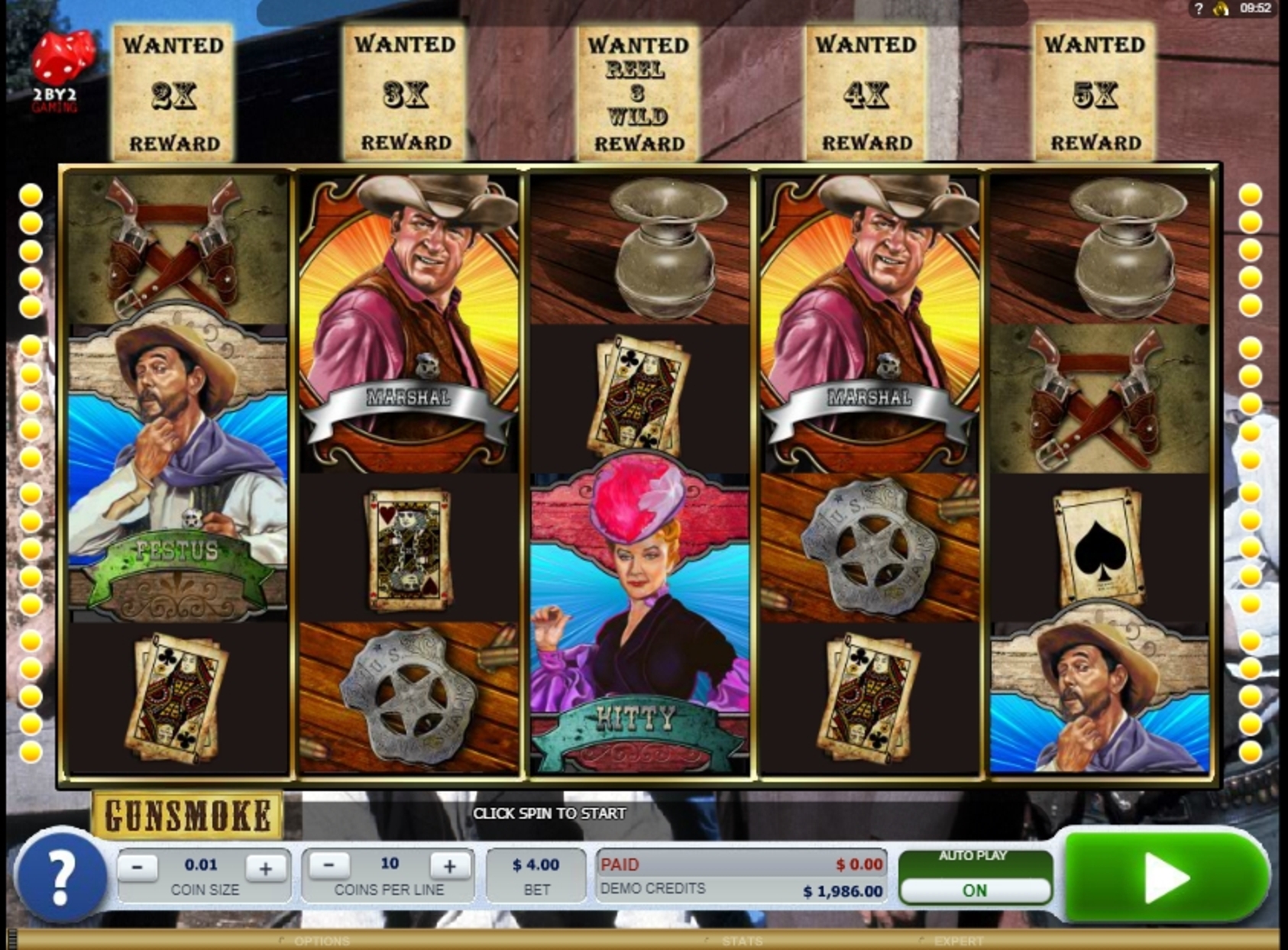 Reels in Gunsmoke Slot Game by 2 By 2 Gaming