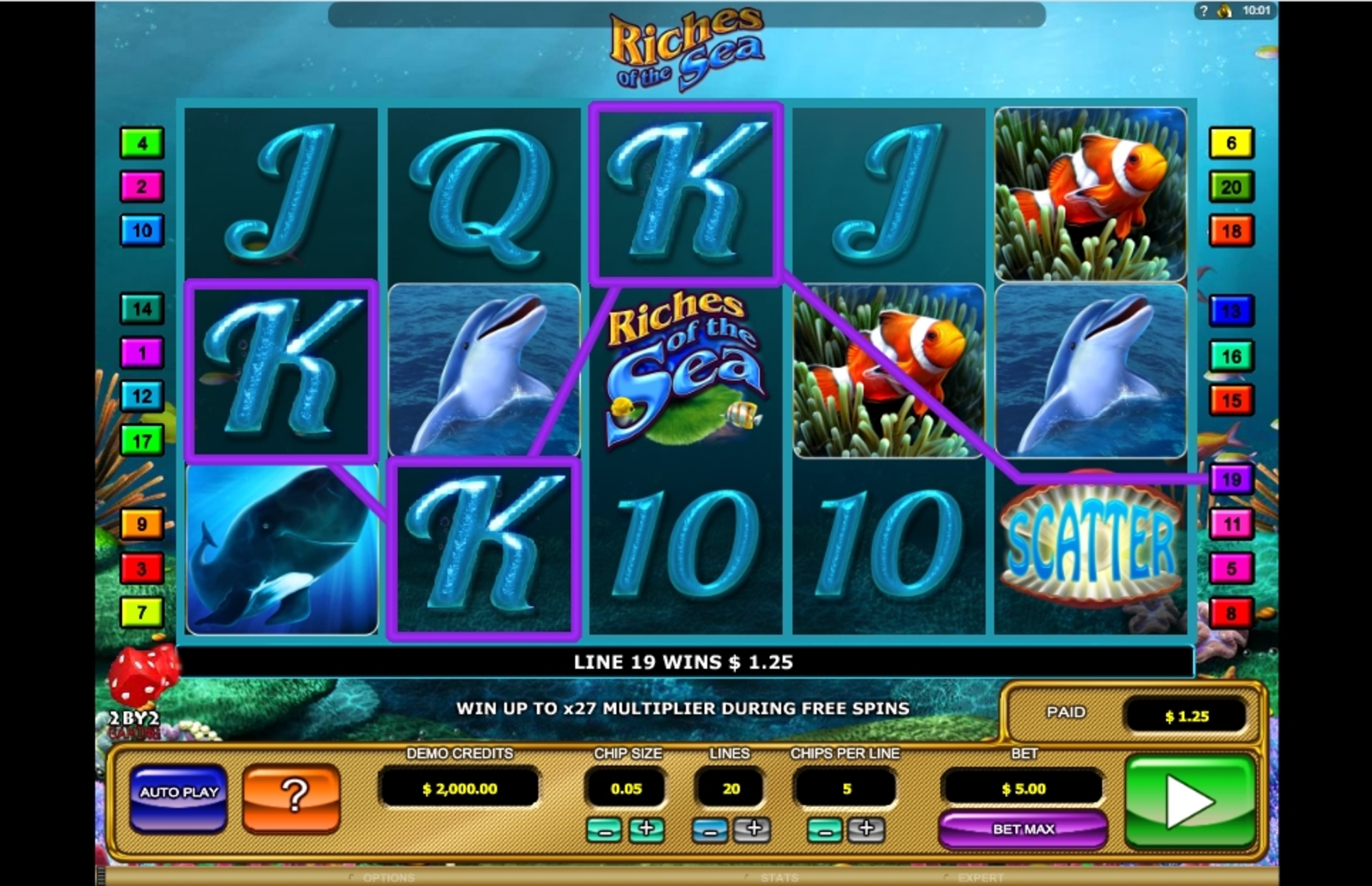 Win Money in Riches of the Sea Free Slot Game by 2 By 2 Gaming