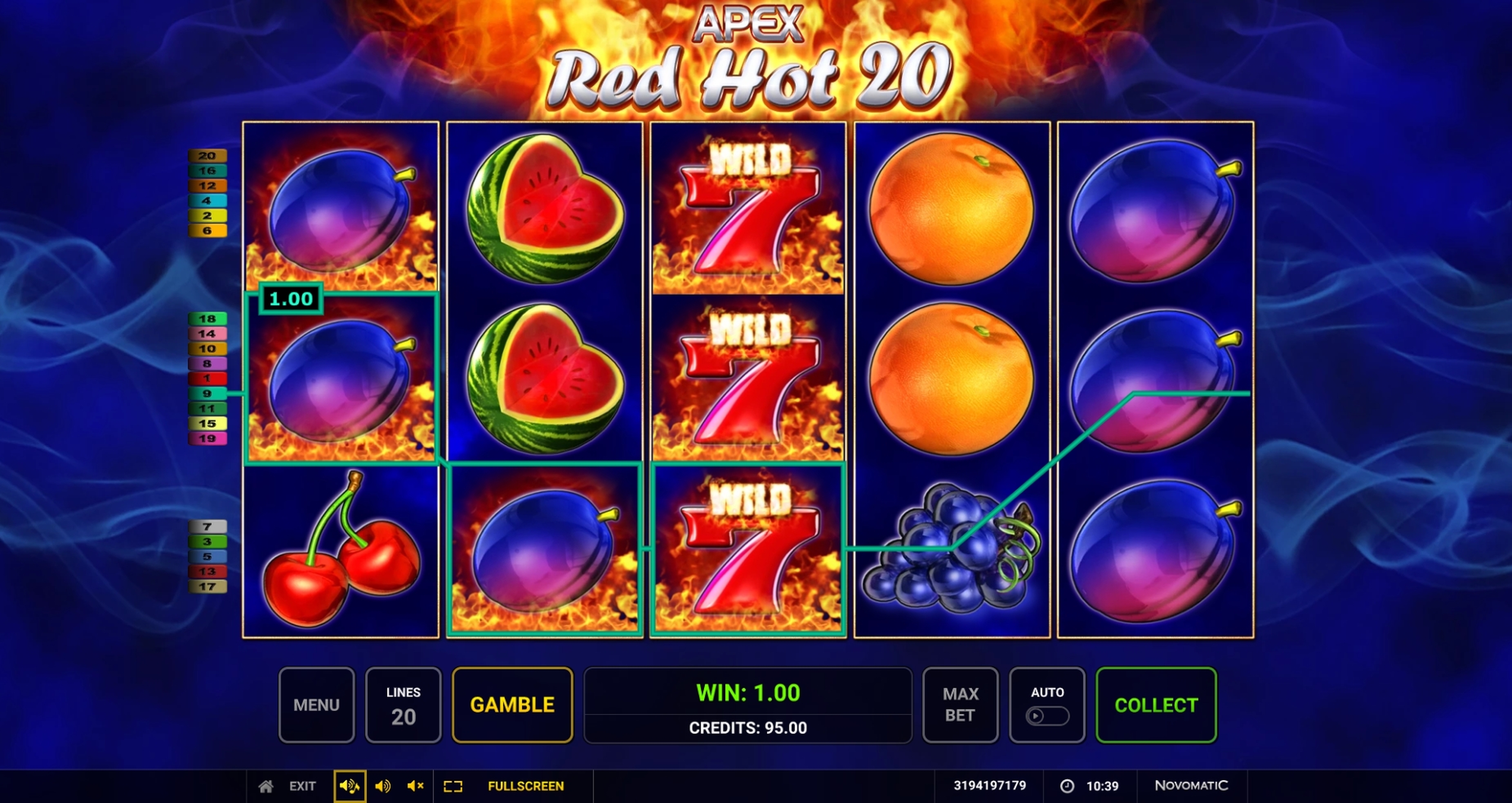 Win Money in Red Hot 20 Free Slot Game by Apex Gaming