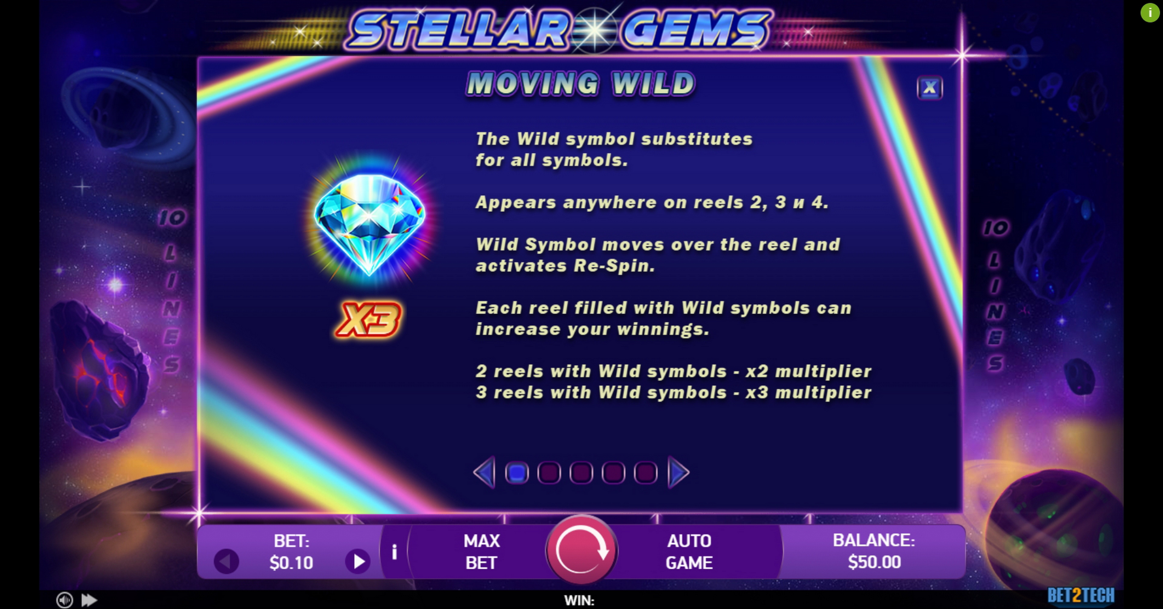 Info of Stellar Gems Slot Game by Bet2Tech