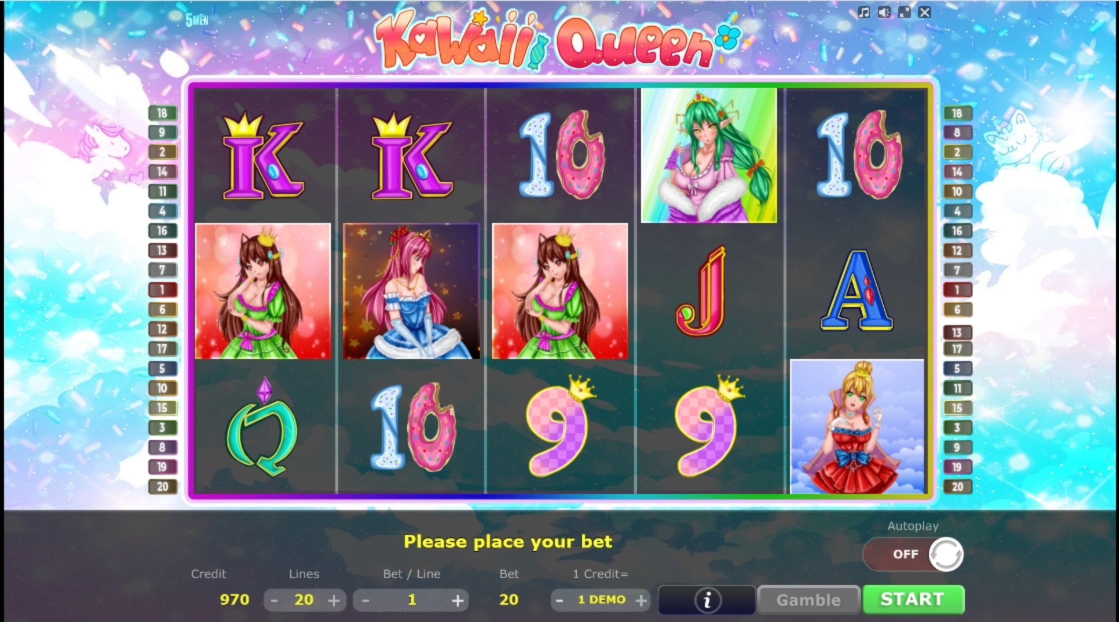 Reels in Kawaii Queen Slot Game by Five Men Games
