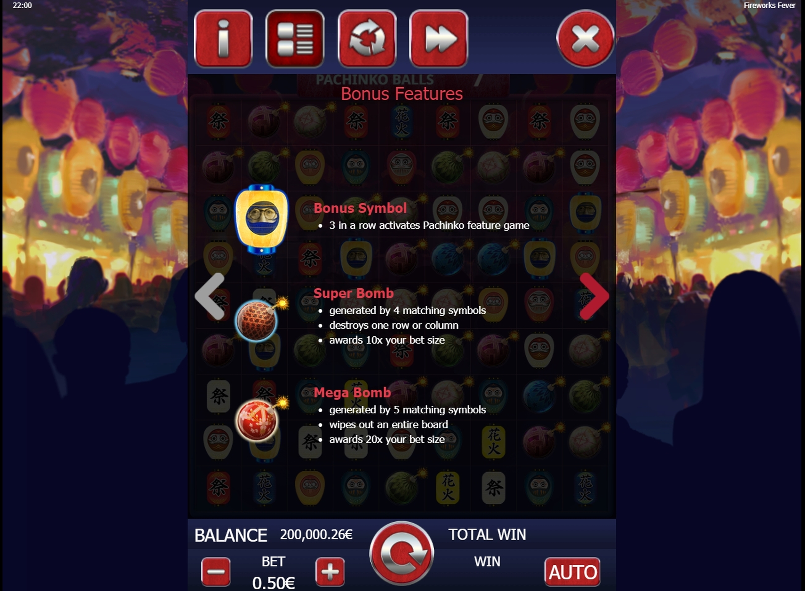 Info of Fireworks Fever Slot Game by Gamatron