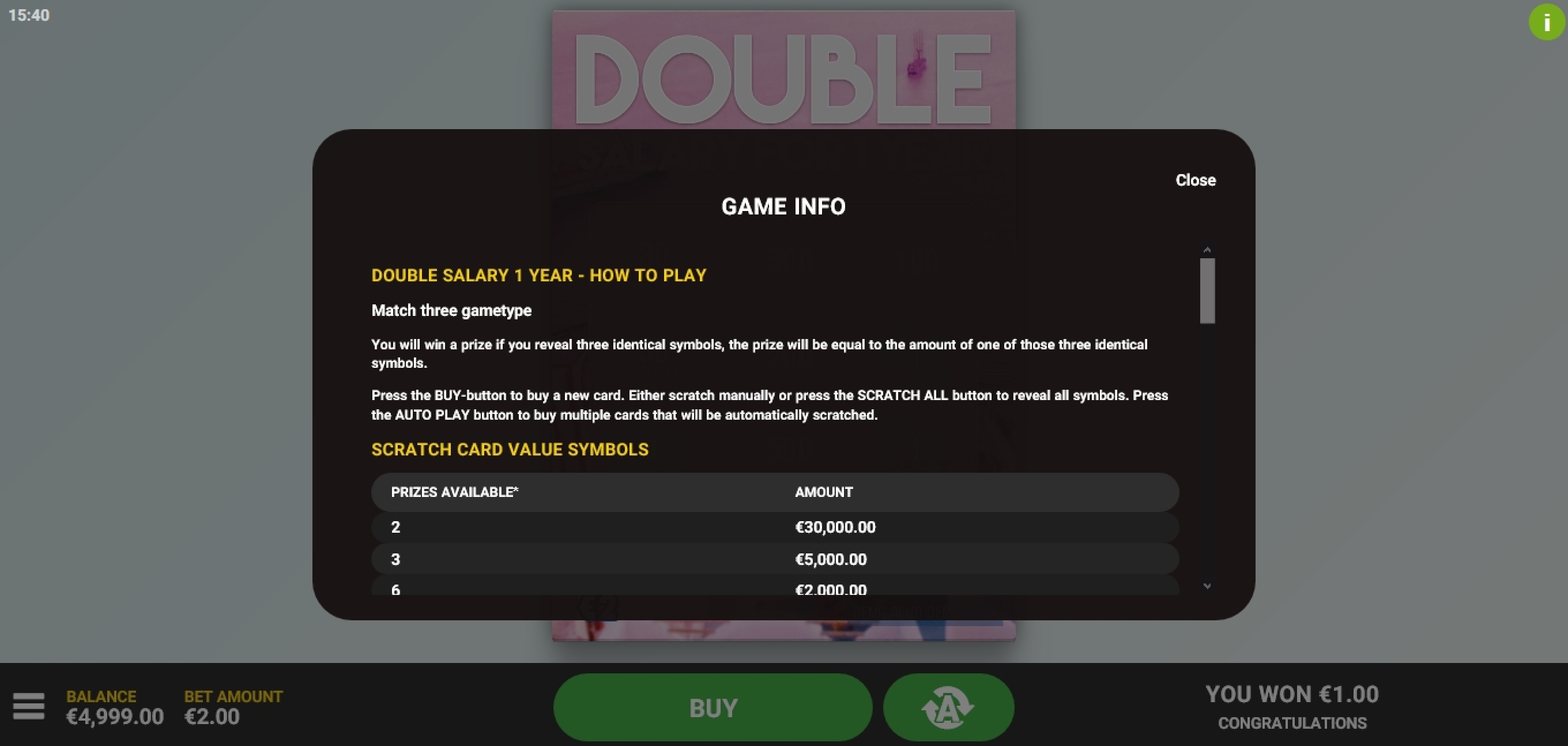 Info of Double Salary For 1 Year Slot Game by Hacksaw Gaming