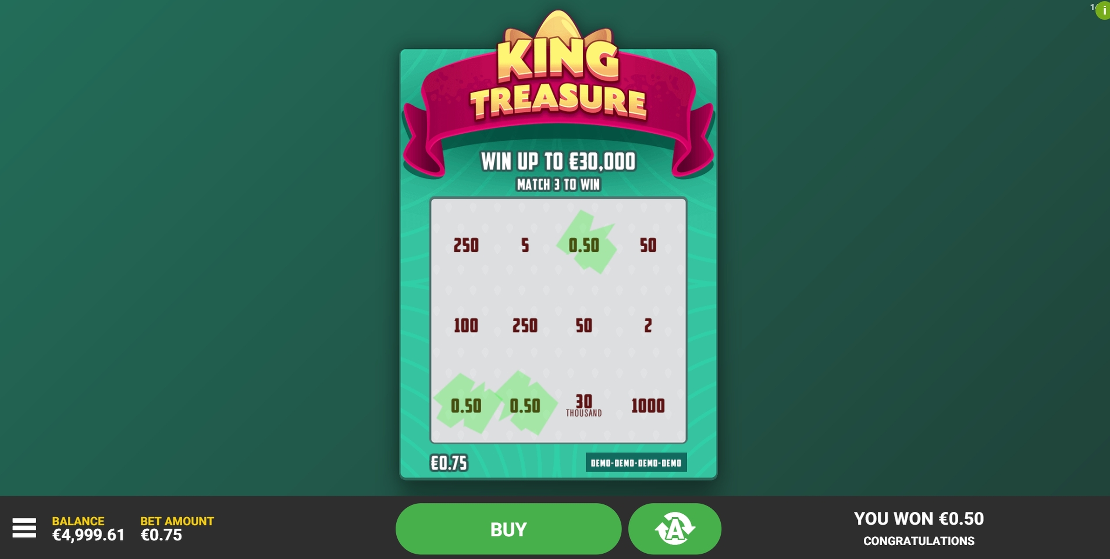 Win Money in King Treasure Free Slot Game by Hacksaw Gaming