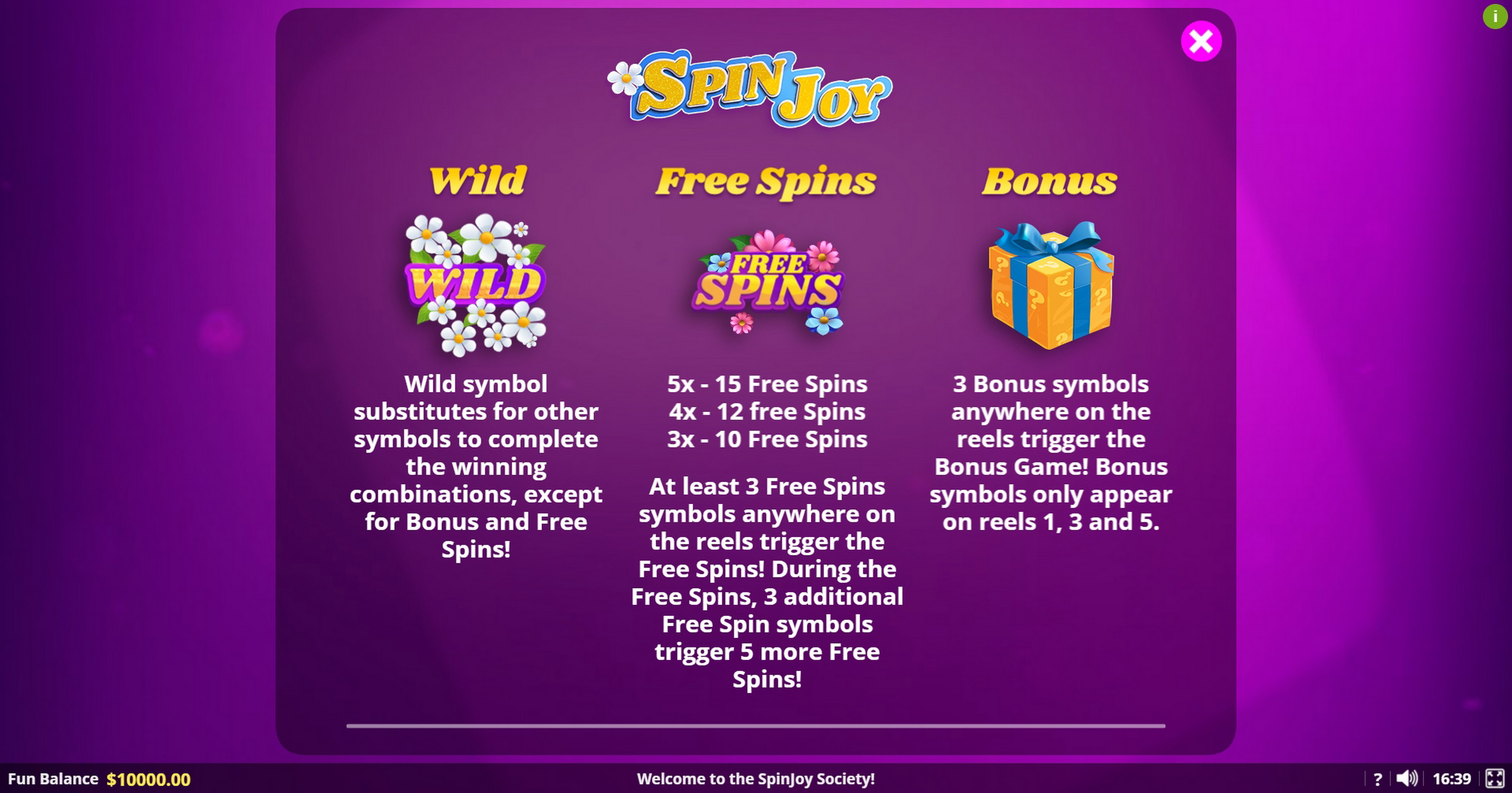 Info of SpinJoy Society Slot Game by Lady Luck Games