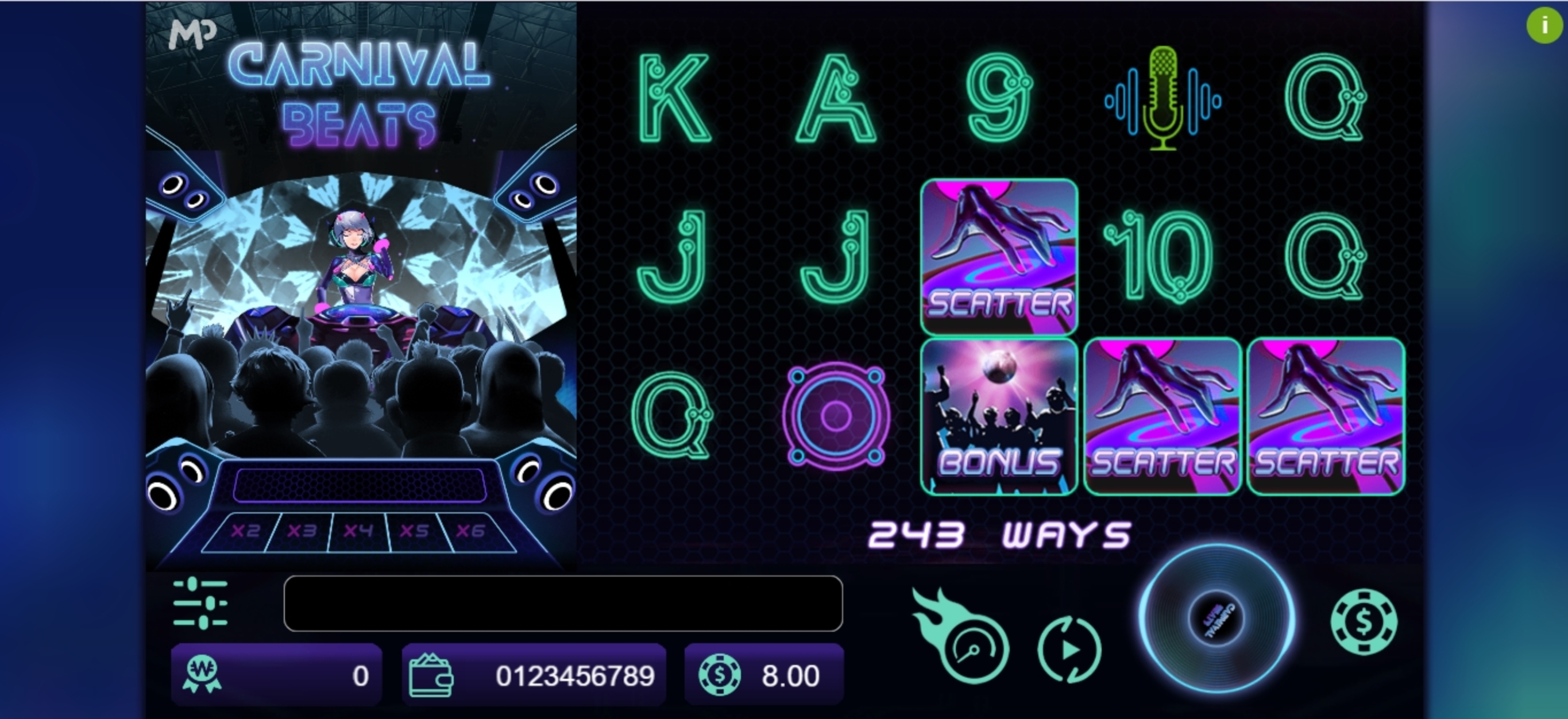 Reels in Carnival Beats Slot Game by Manna Play