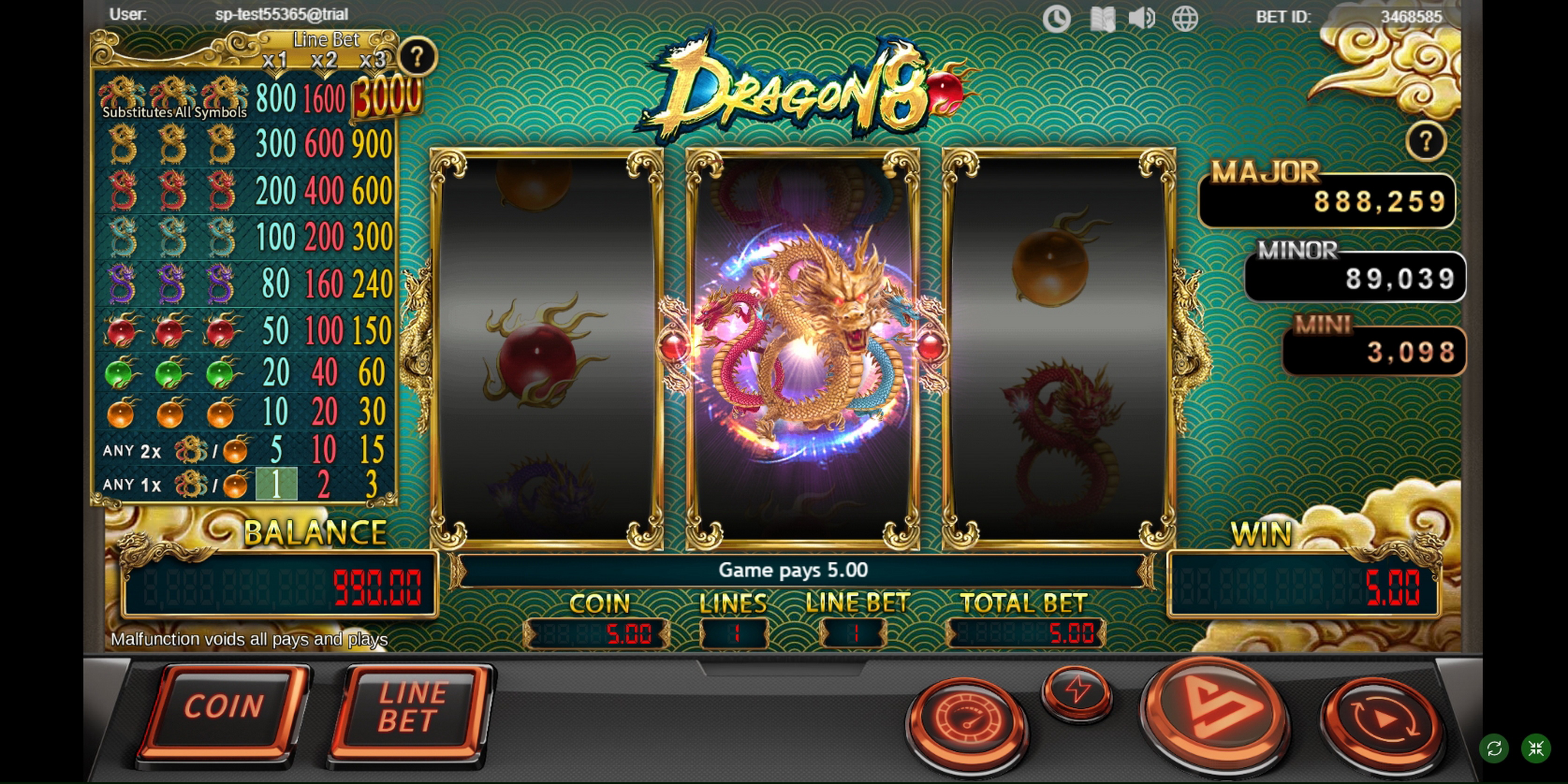 Win Money in Dragon 8 Free Slot Game by SimplePlay