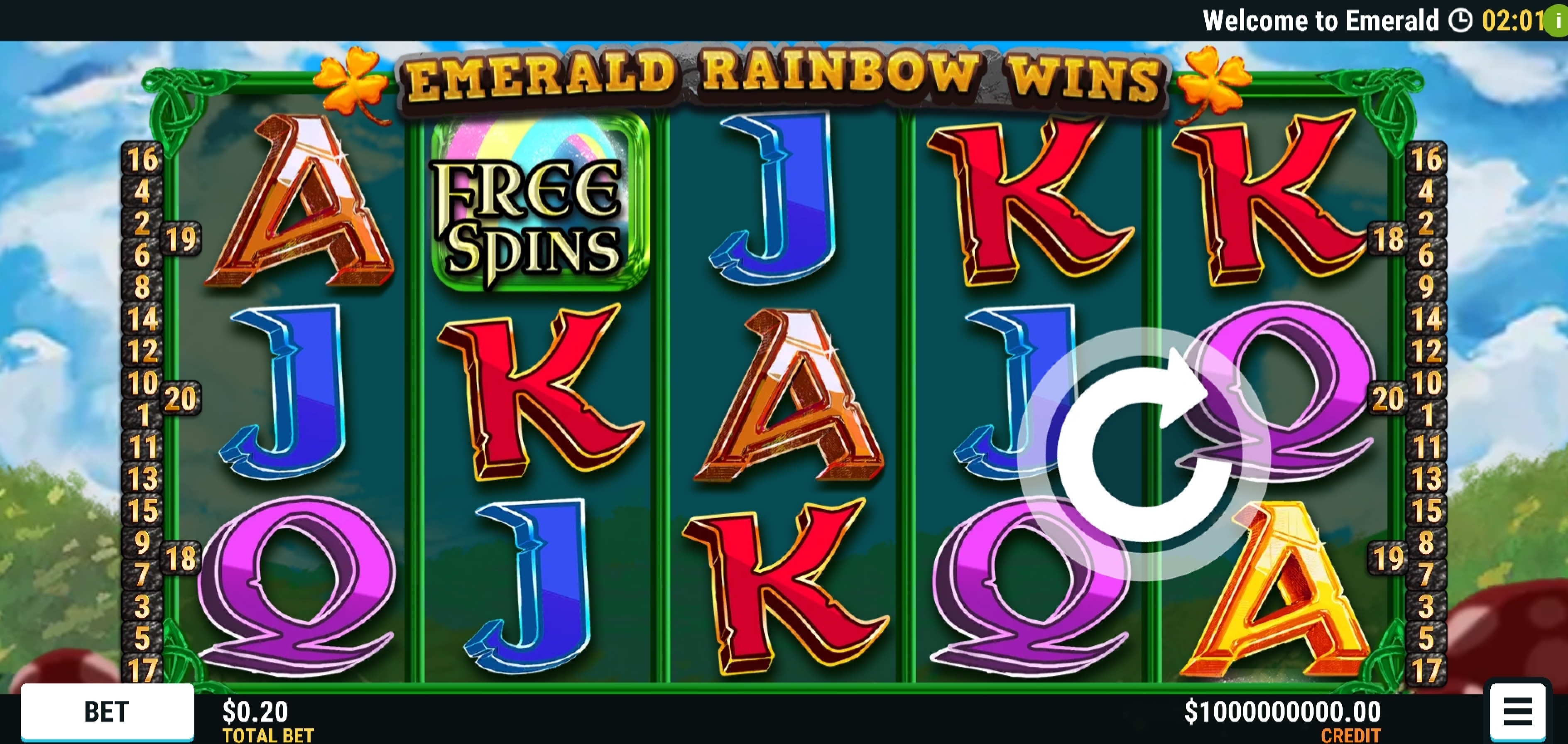 Reels in Emerald Rainbow Wins Slot Game by Slot Factory