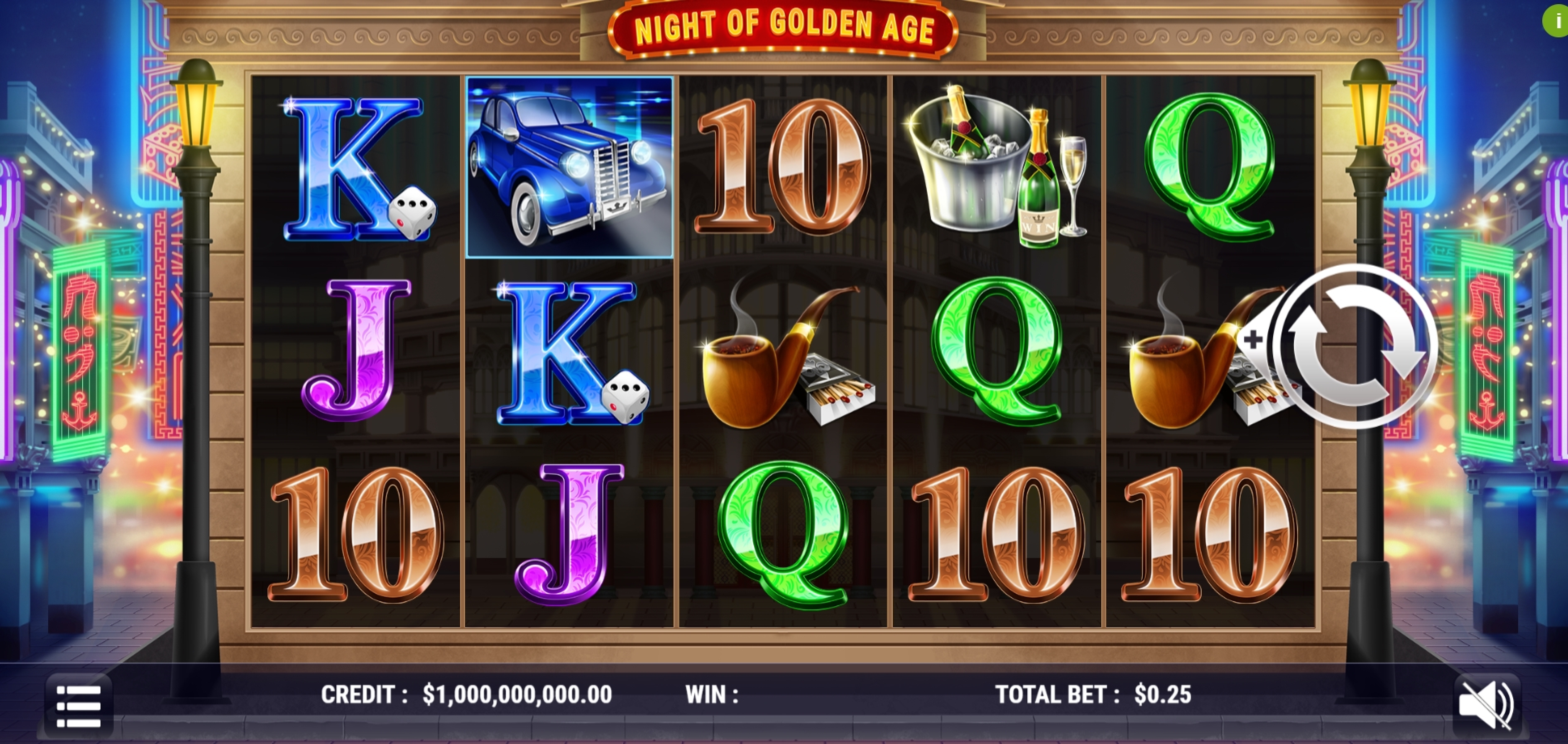 Reels in Night of Golden Age Slot Game by Slot Factory
