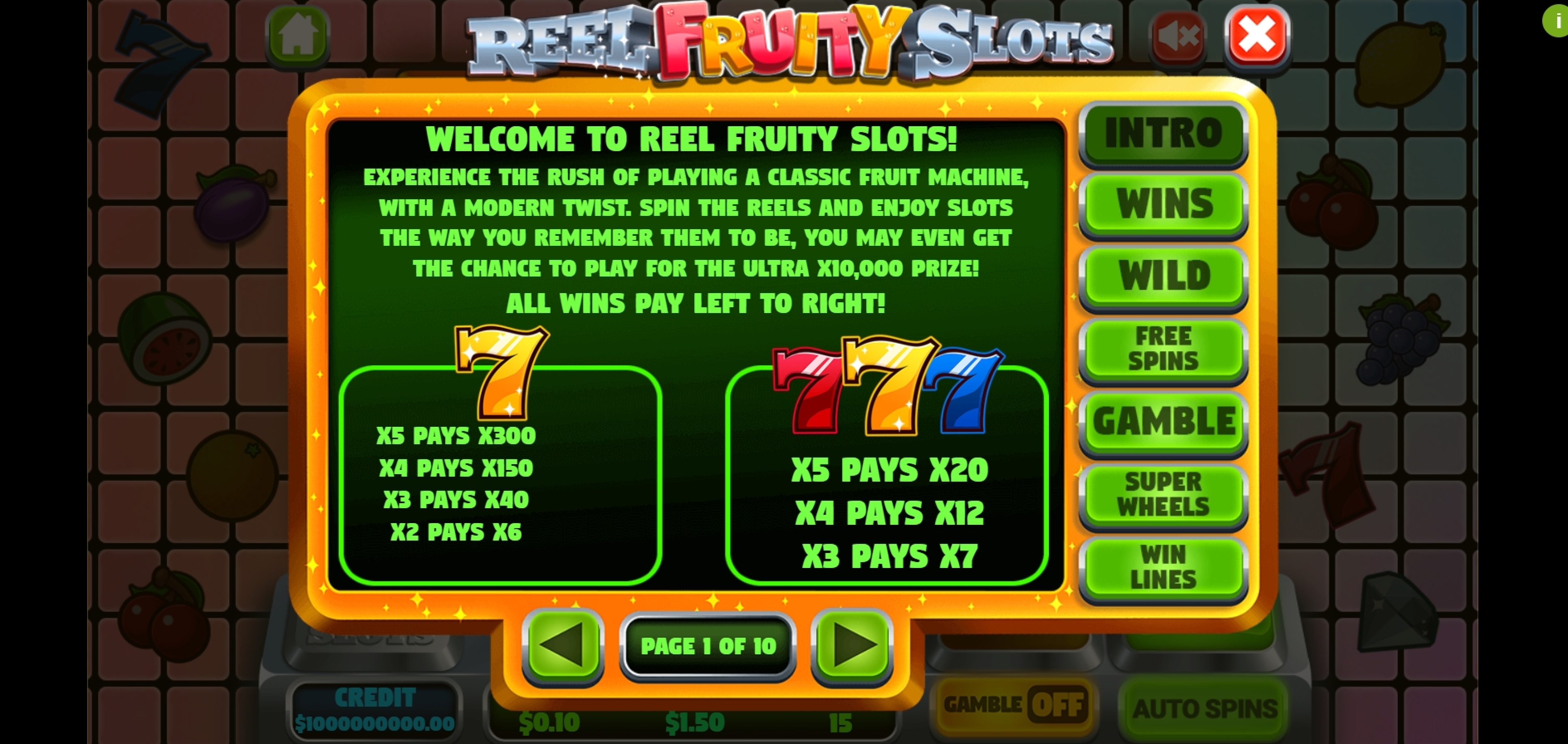 Info of Reel Fruity Slots Slot Game by Slot Factory