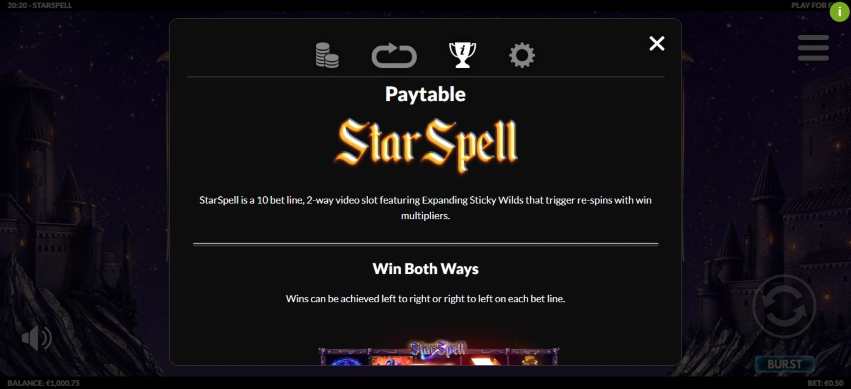 Info of Star Spell Slot Game by Slotmill