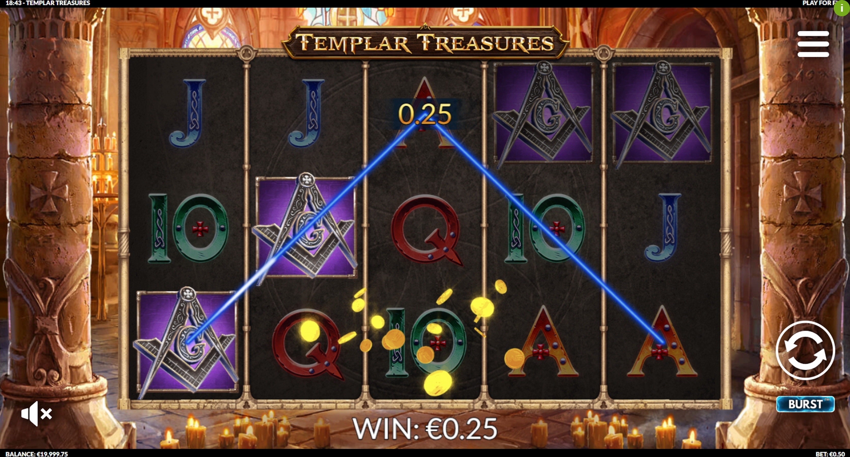 Win Money in Templar Treasures Free Slot Game by Slotmill