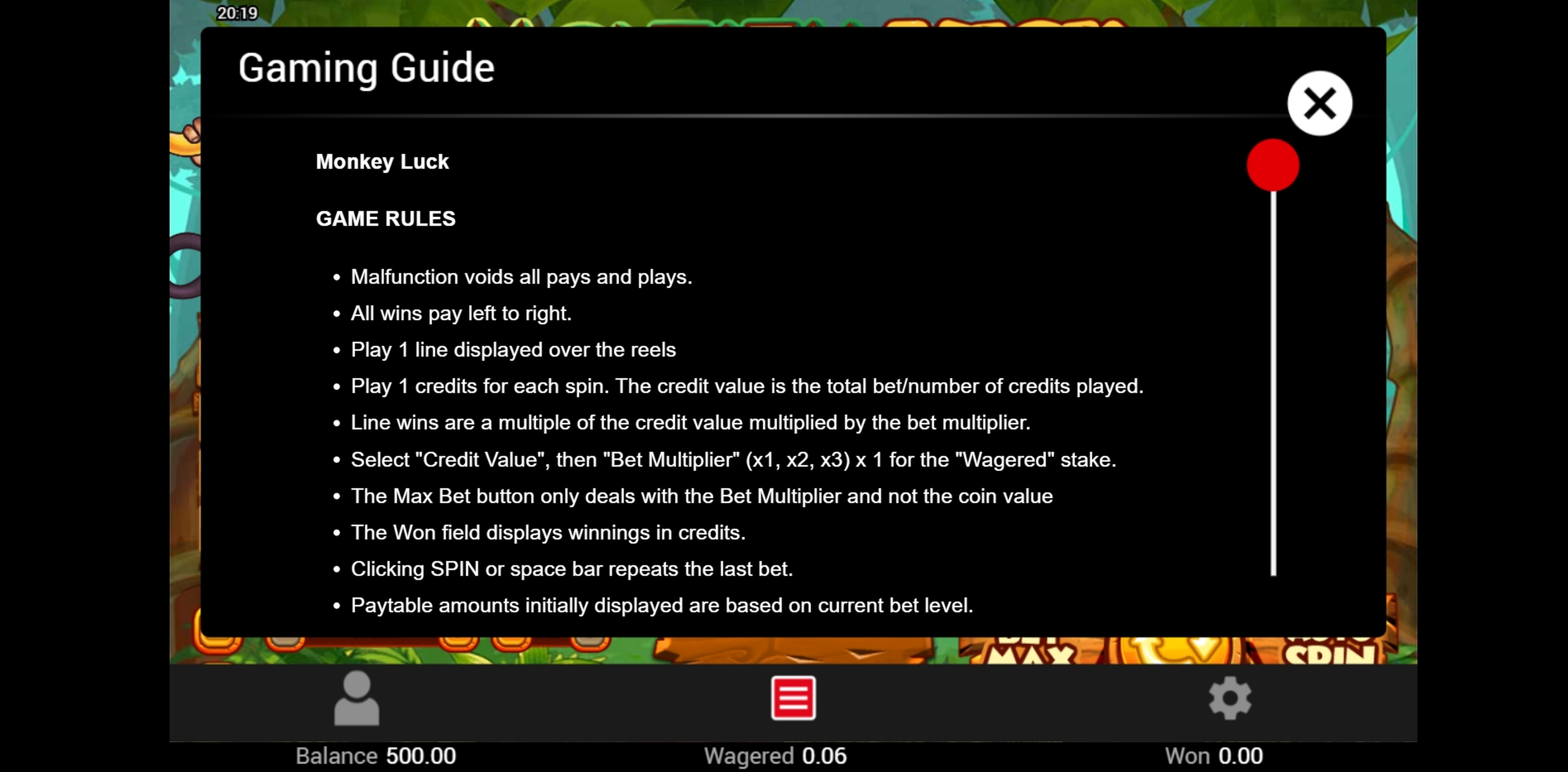 Info of Monkey Luck Slot Game by Swintt