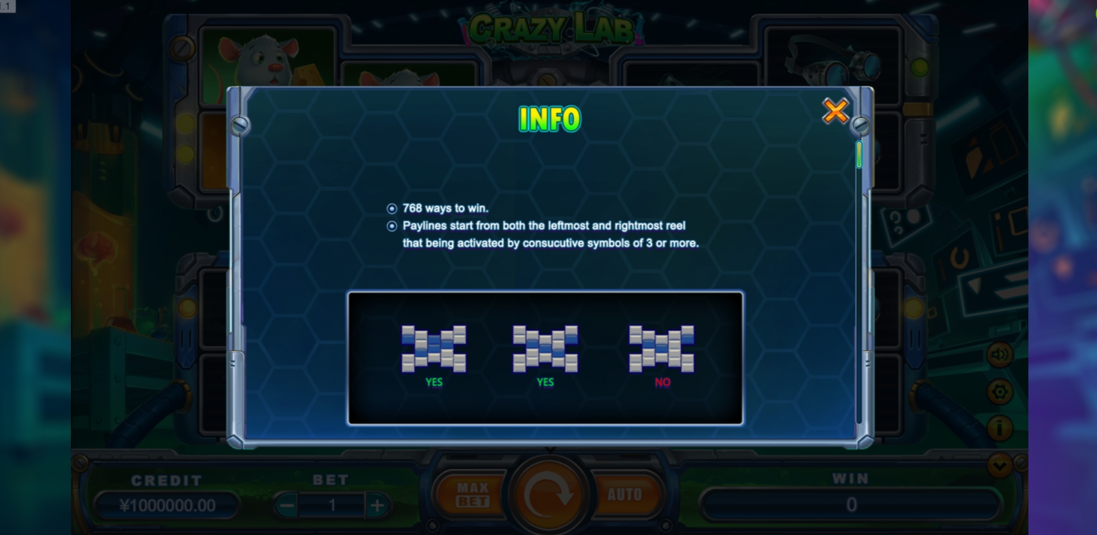 Info of Crazy Lab Slot Game by TIDY