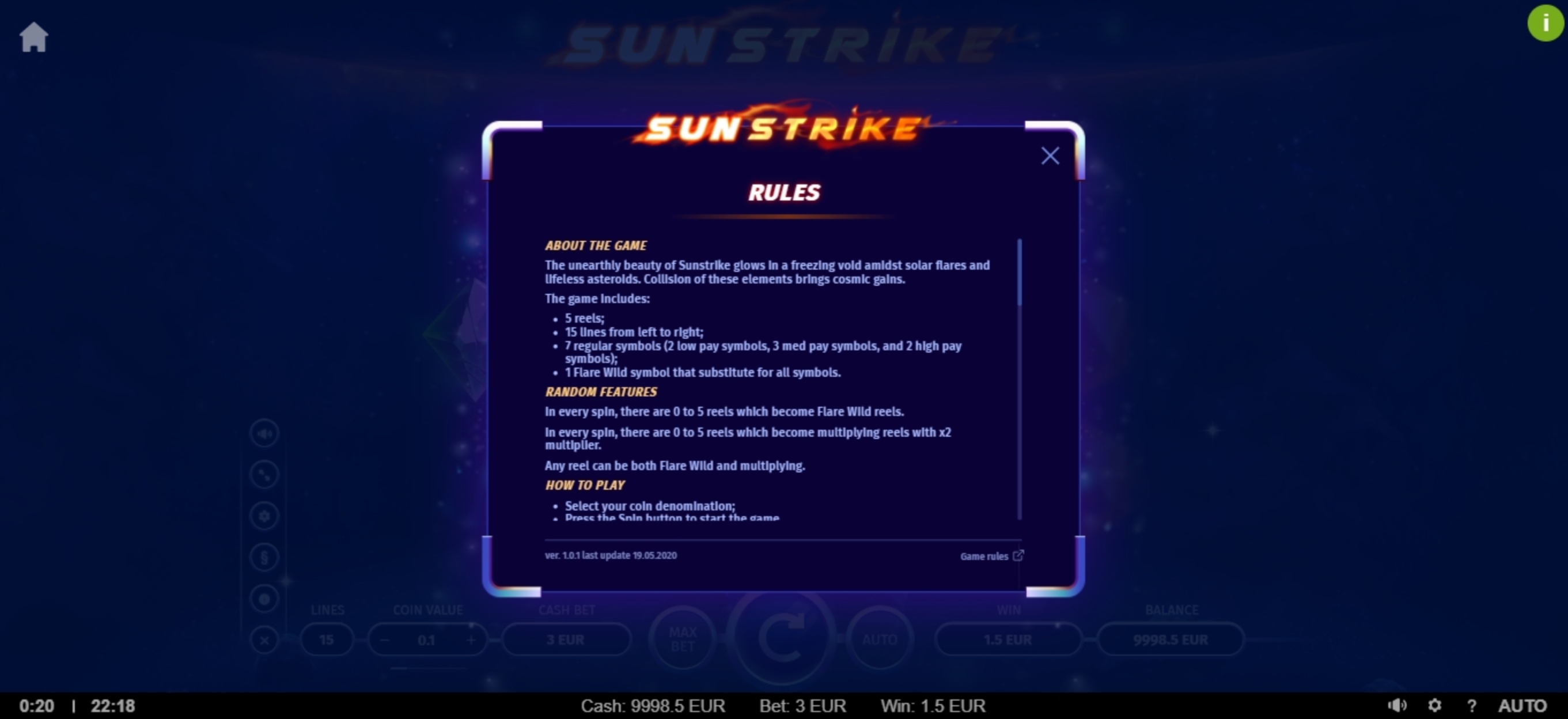 Info of SunStrike Slot Game by TrueLab Games