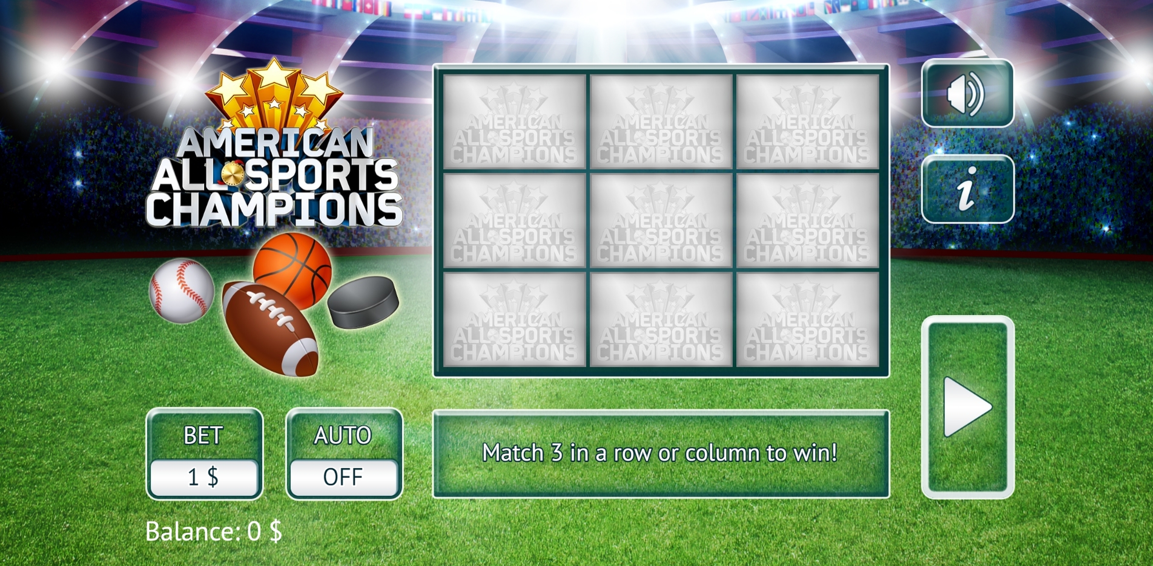 Reels in American All Sports Slot Game by Vermantia