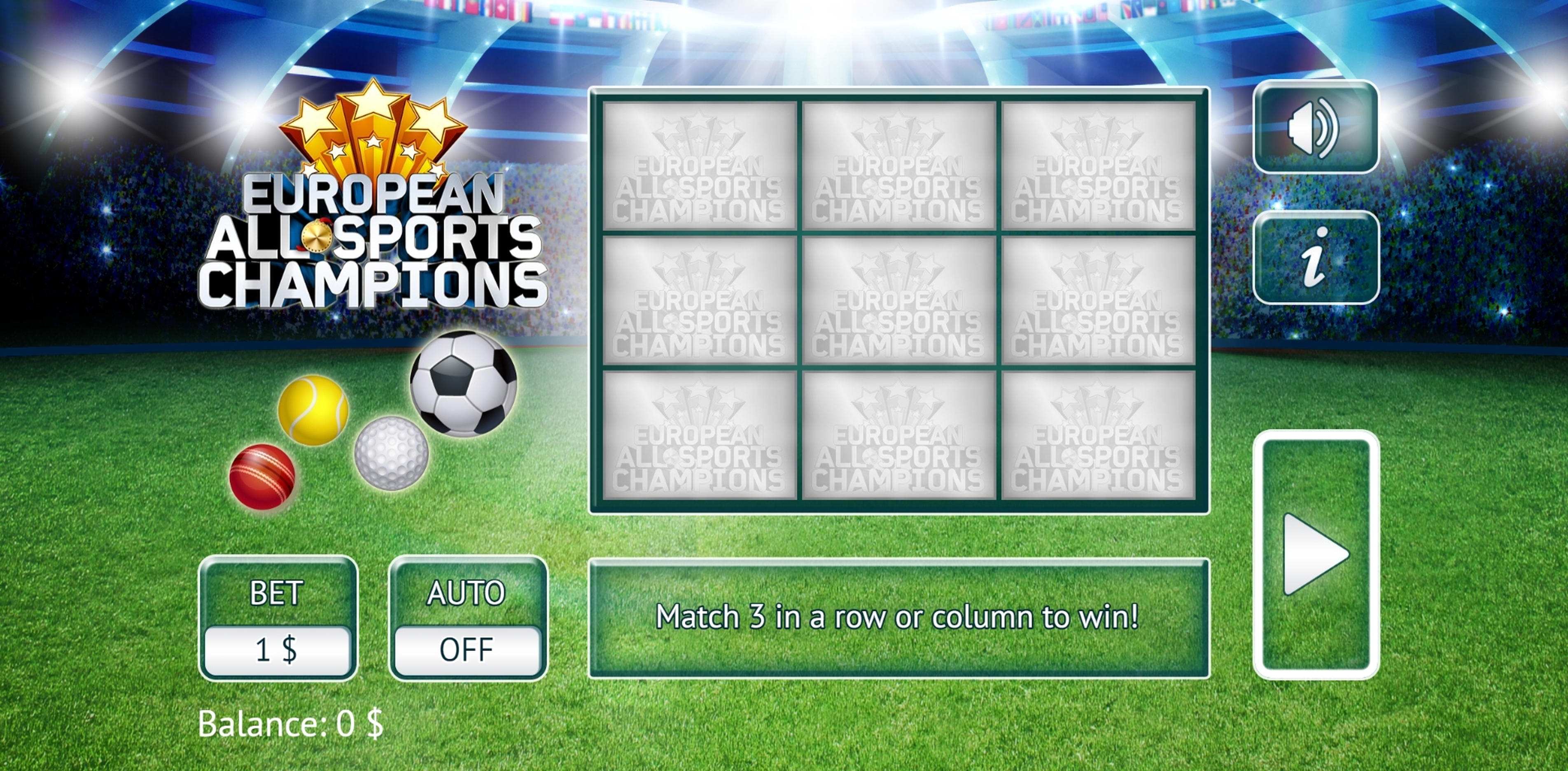 Reels in European All Sports Slot Game by Vermantia