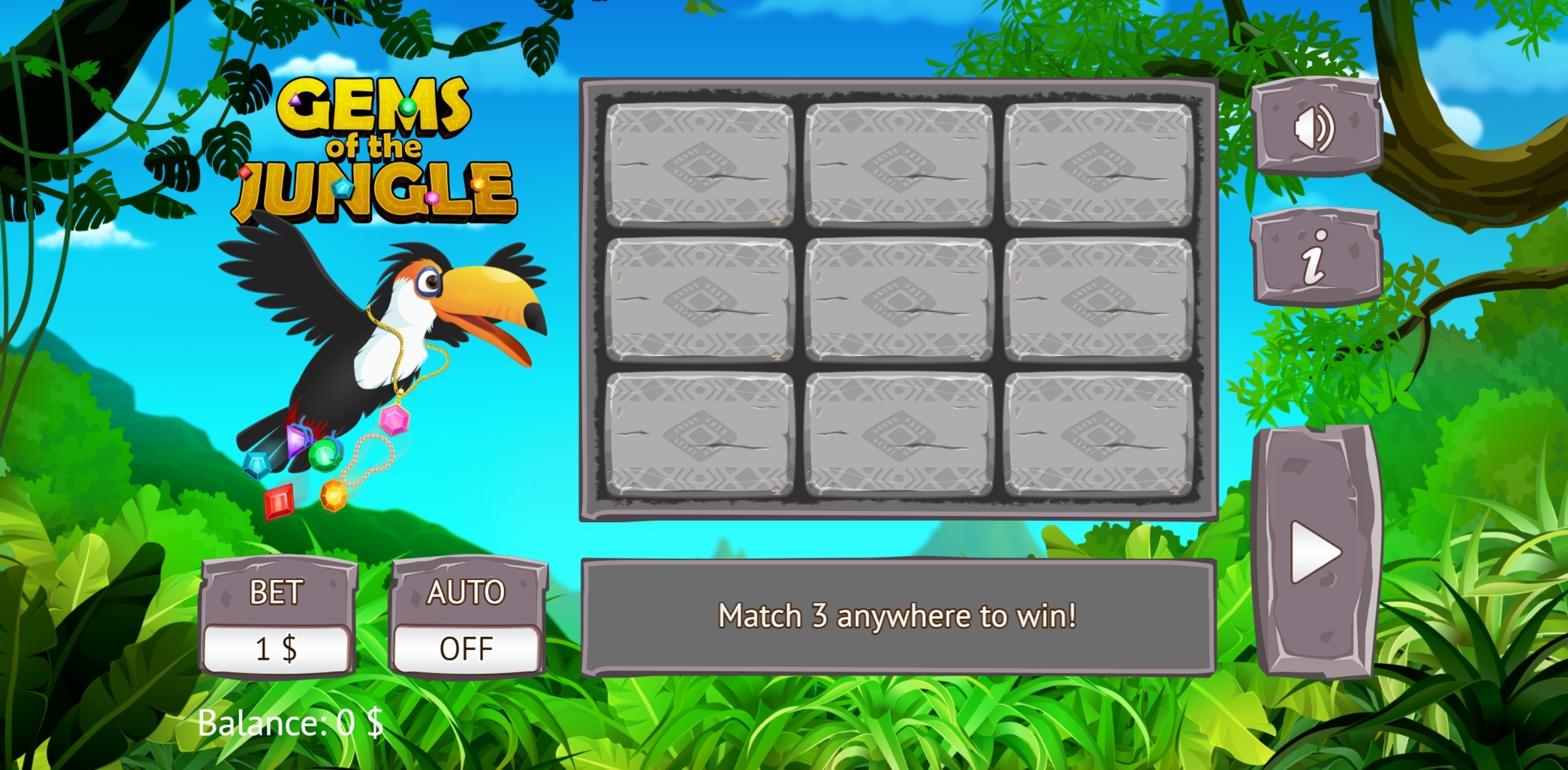 Reels in Gems of the Jungle Slot Game by Vermantia