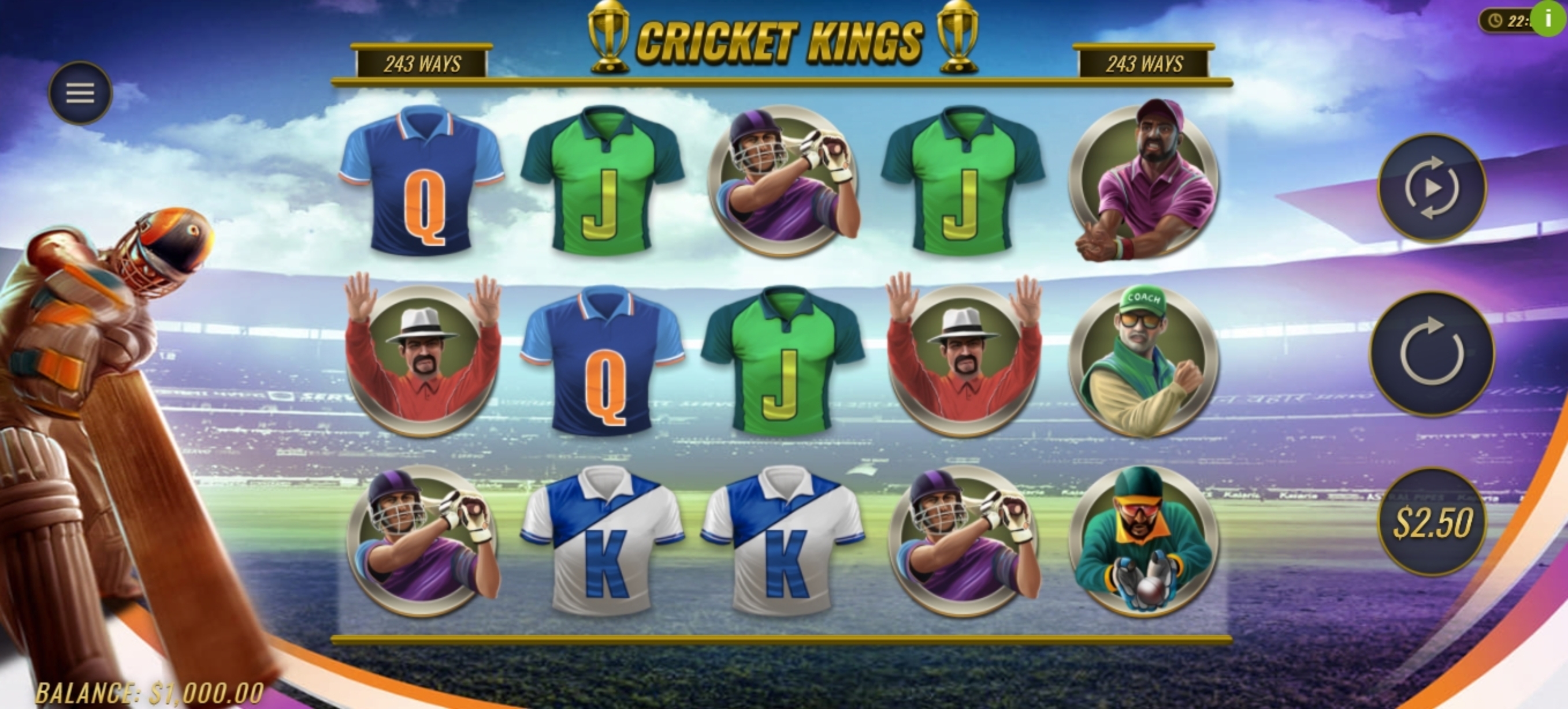 Reels in Cricket Kings Slot Game by Woohoo