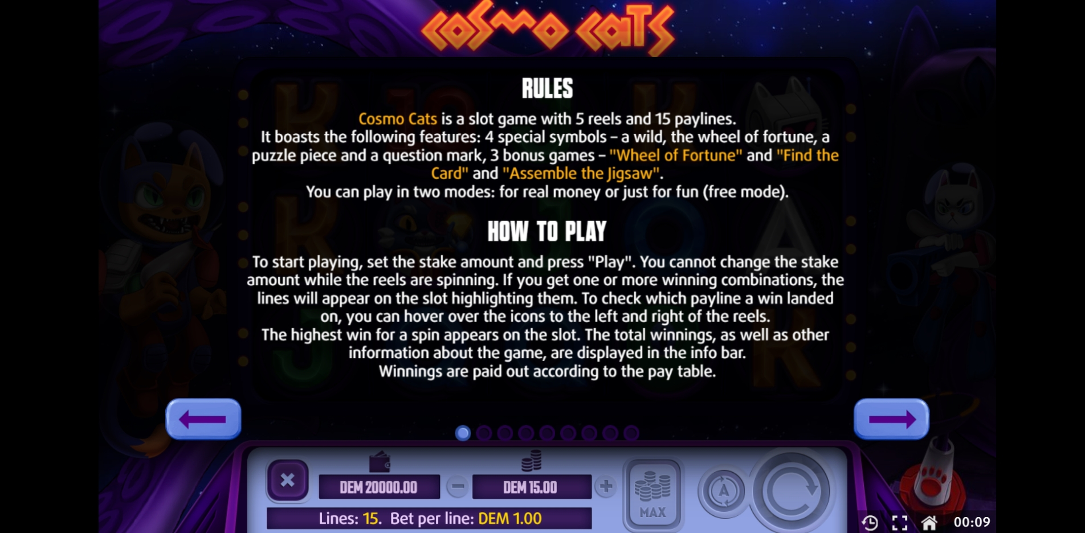 Info of Cosmo Cats Slot Game by X Line