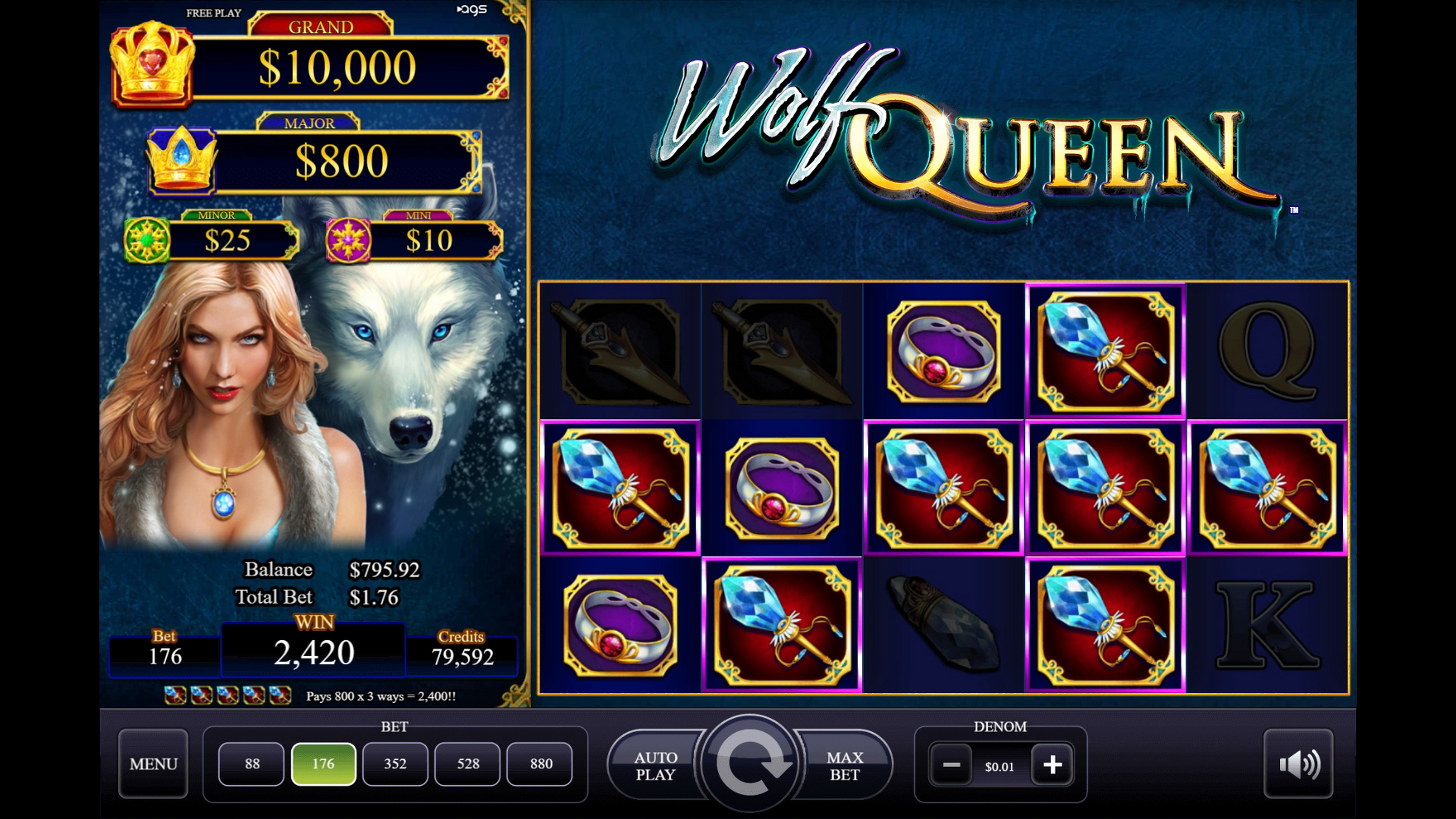Win Money in Wolf Queen Free Slot Game by AGS