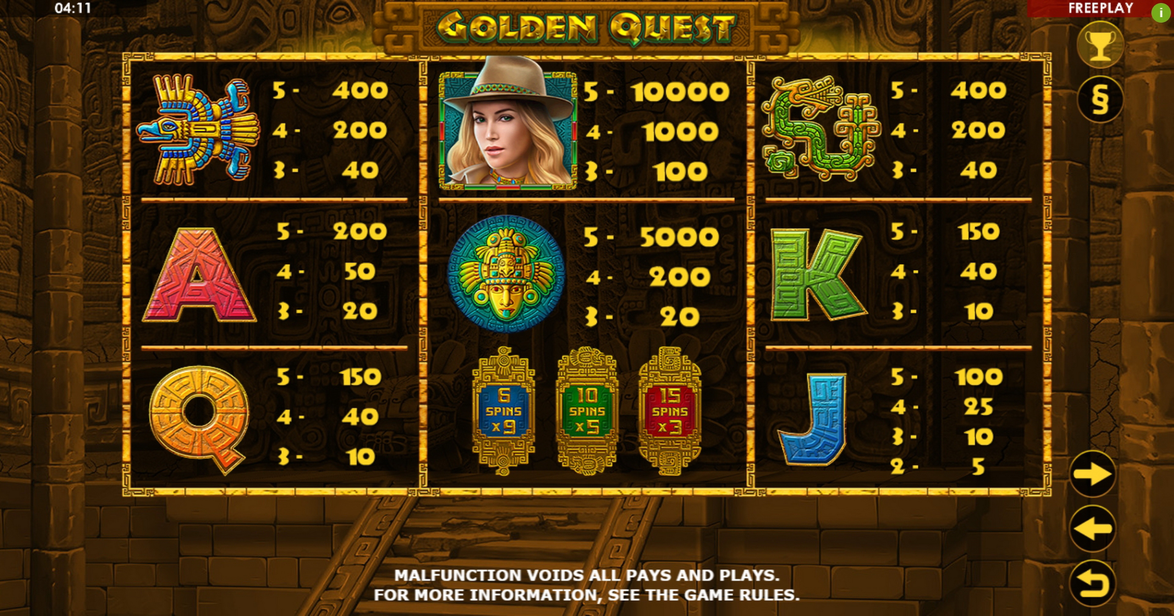 Info of Golden Quest Slot Game by Amatic Industries