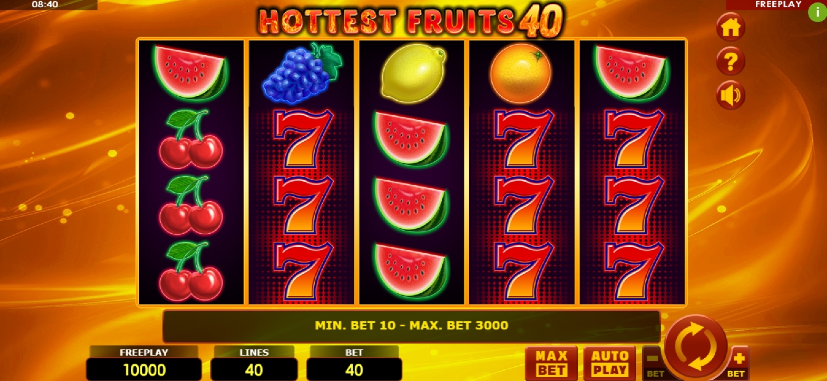 Play Hottest Fruits 40 Free Casino Slot Game by Amatic Industries