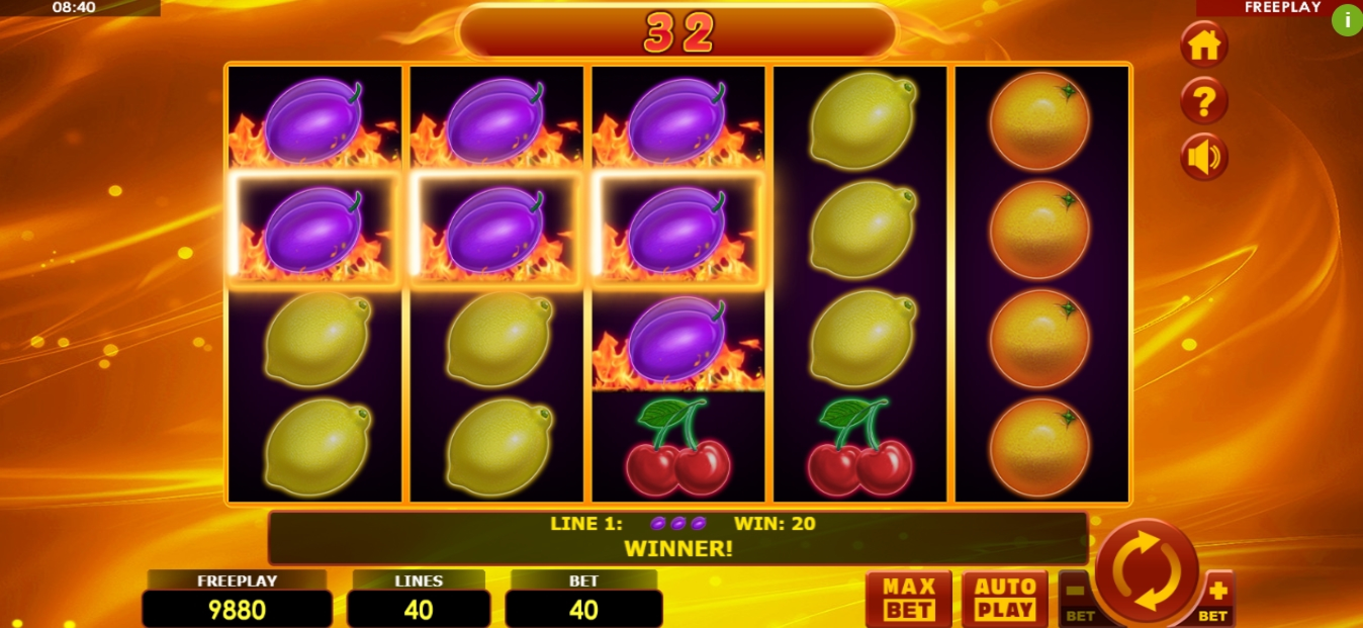 Win Money in Hottest Fruits 40 Free Slot Game by Amatic Industries