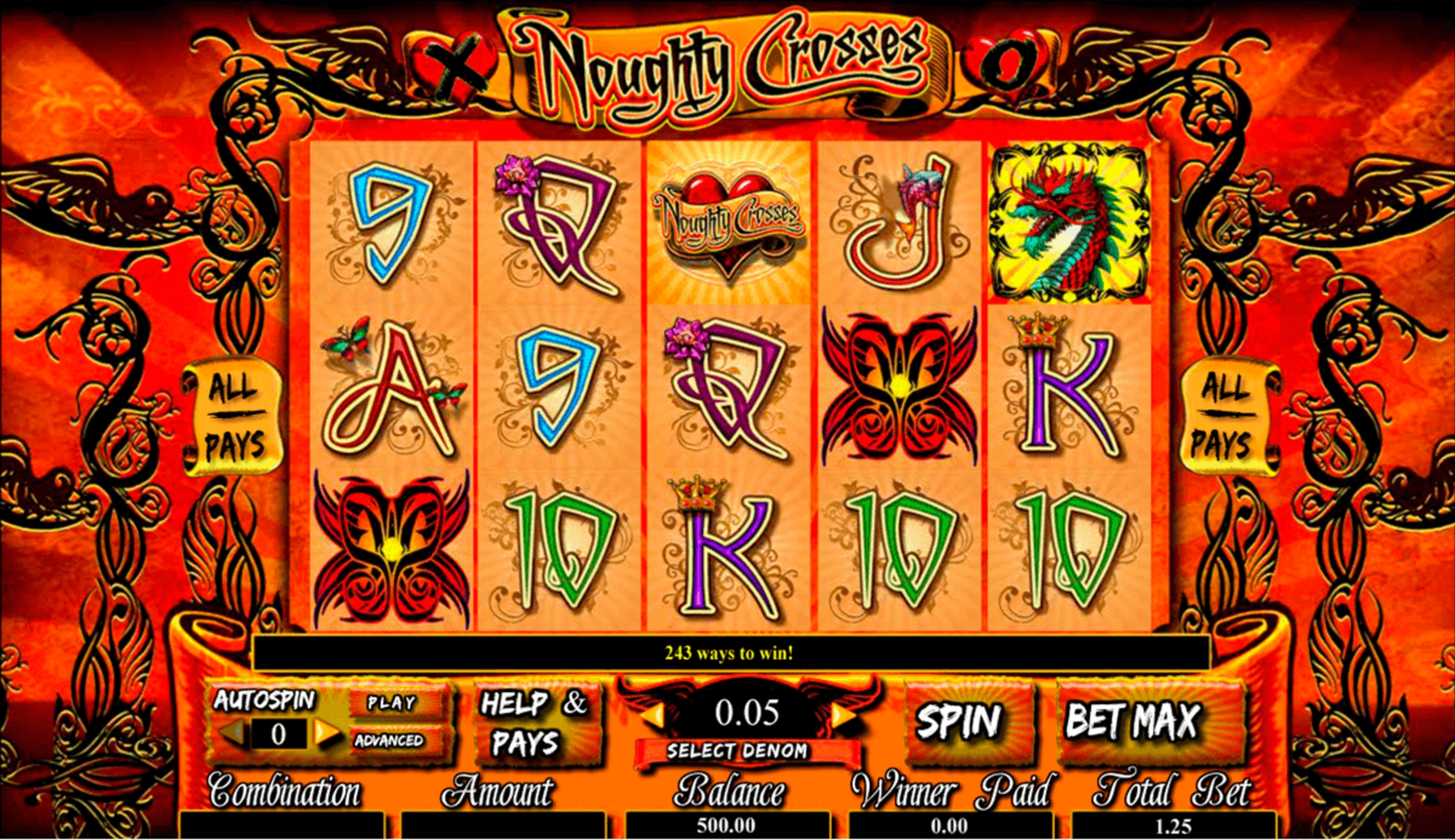 The Noughty Crosses Online Slot Demo Game by Amaya