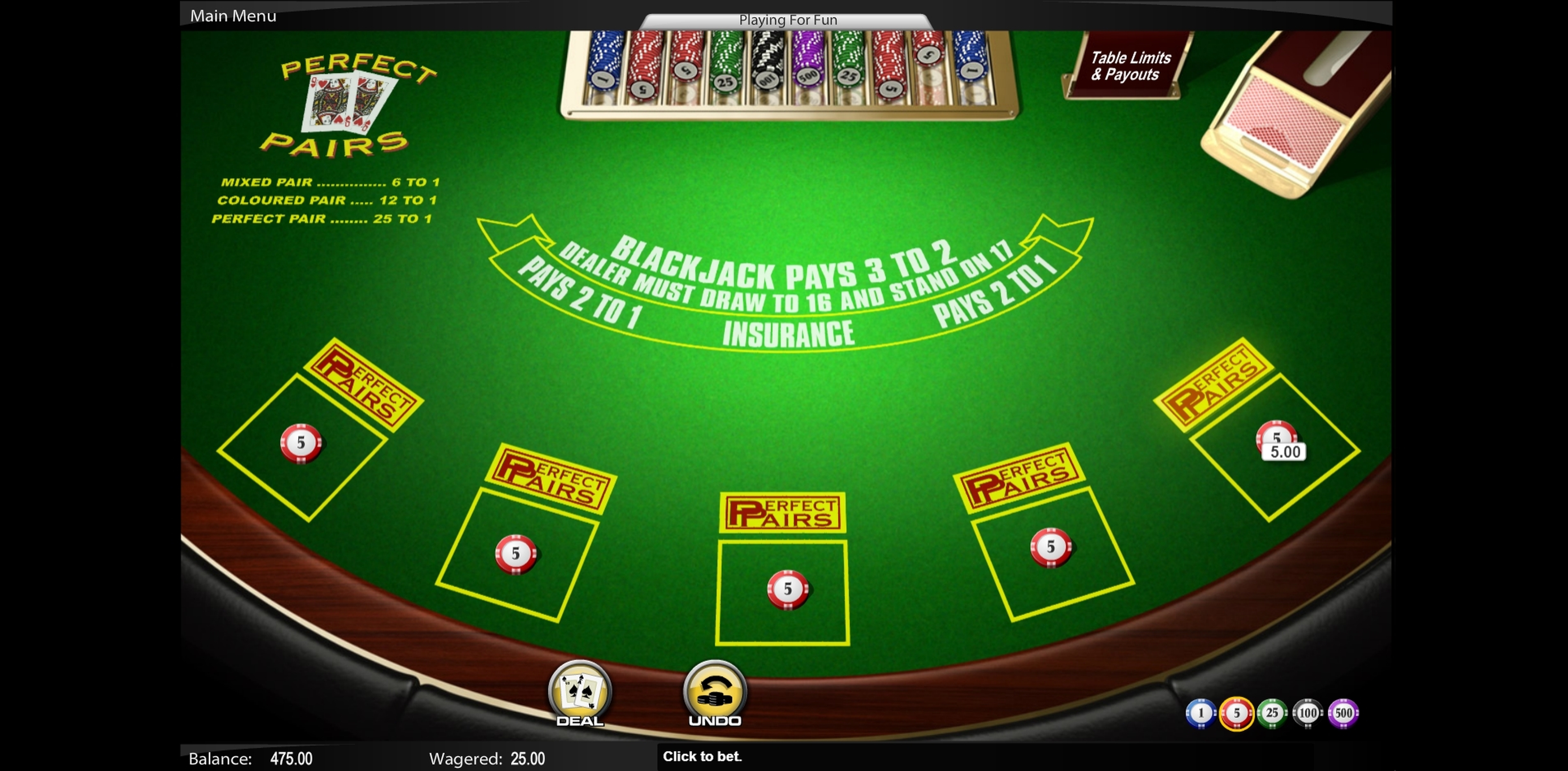 Reels in Perfect Pairs Blackjack (Amaya) Slot Game by Amaya