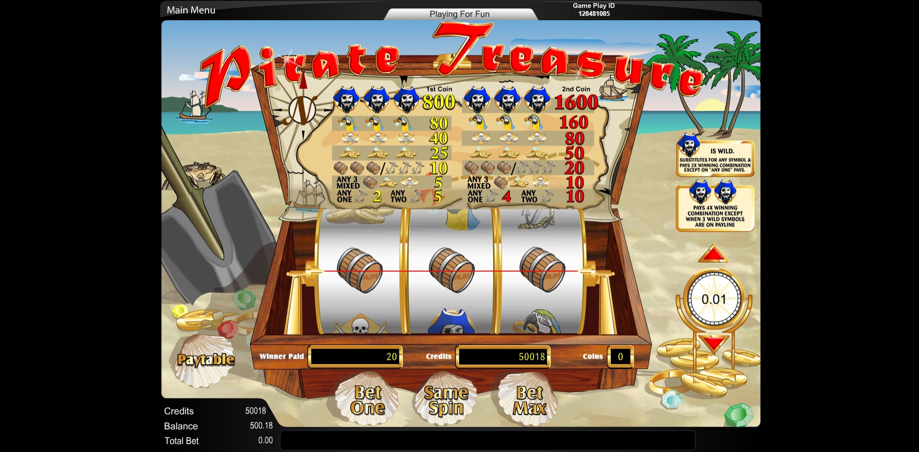 Win Money in Pirate Treasure Free Slot Game by Amaya