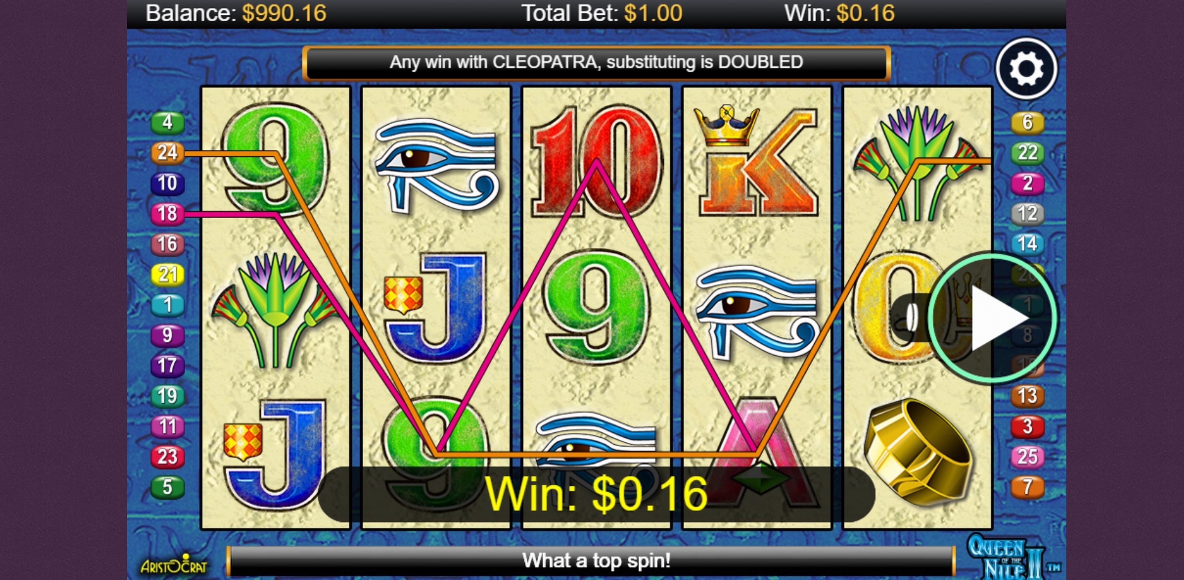 Win Money in Queen of the Nile 2 Free Slot Game by Aristocrat