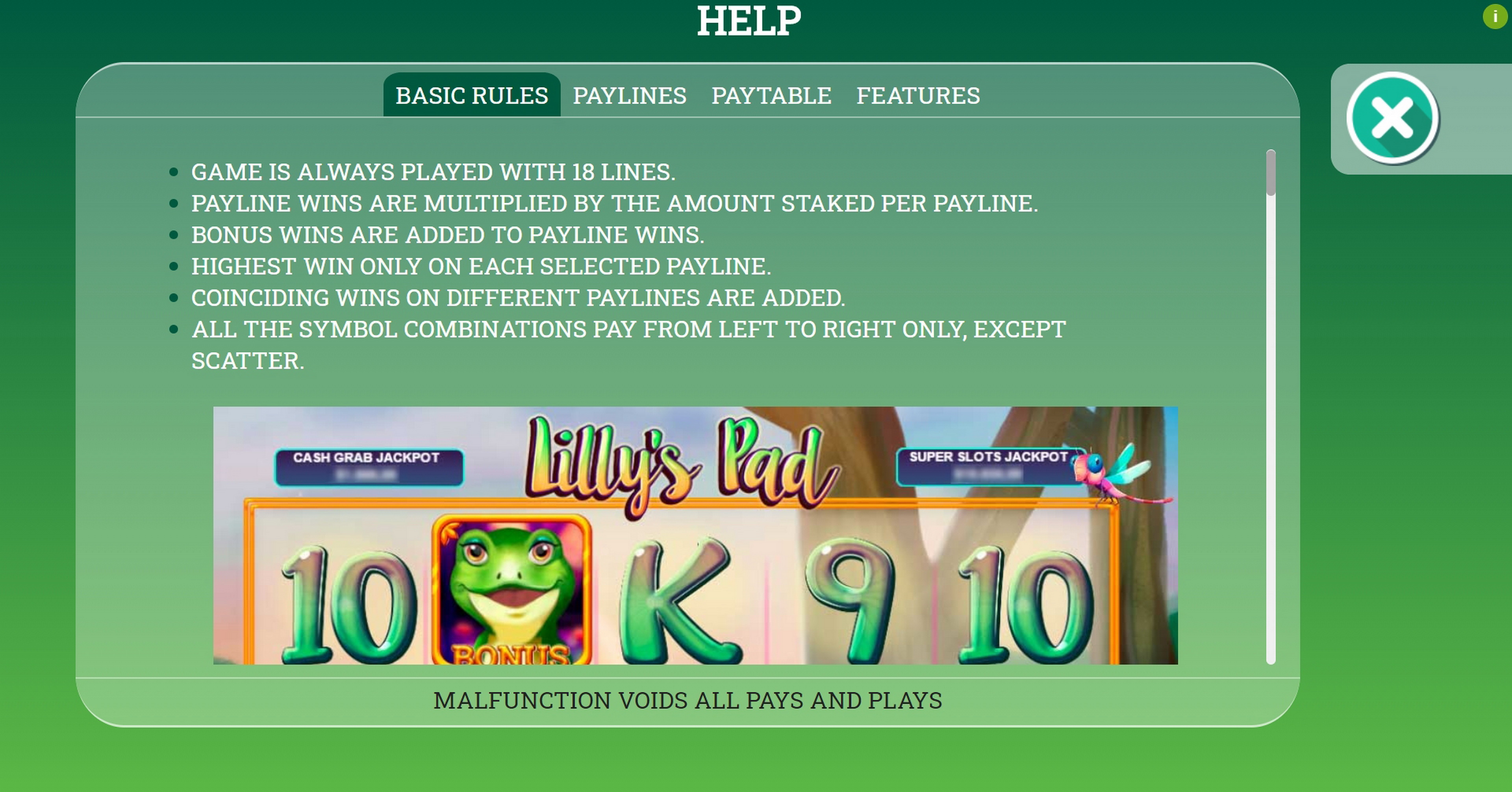 Info of Lilly's Pad Slot Game by Arrows Edge