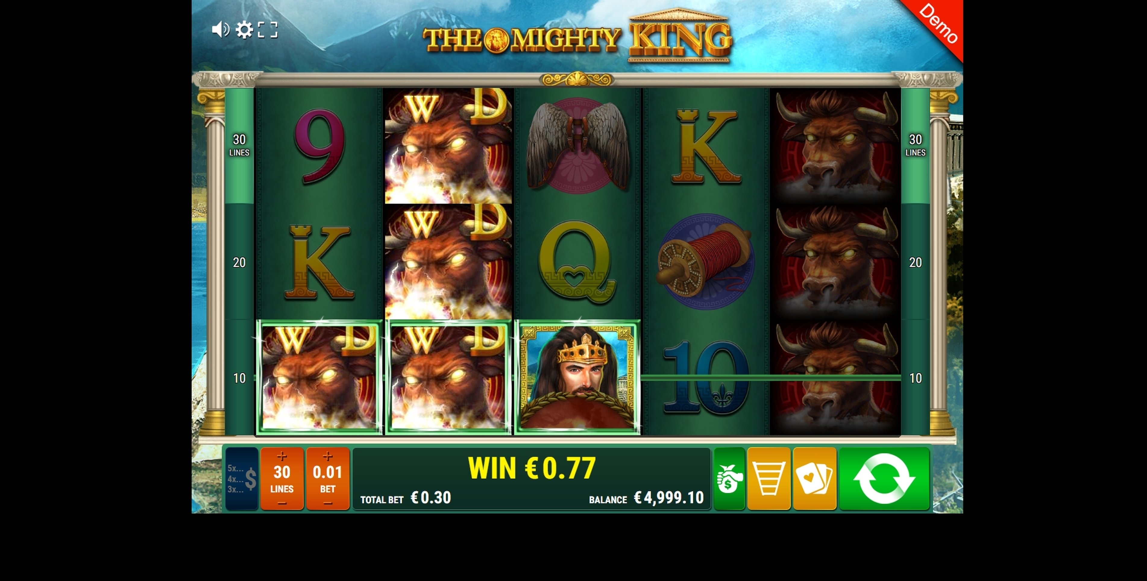 Win Money in The Mighty King Free Slot Game by Bally Wulff