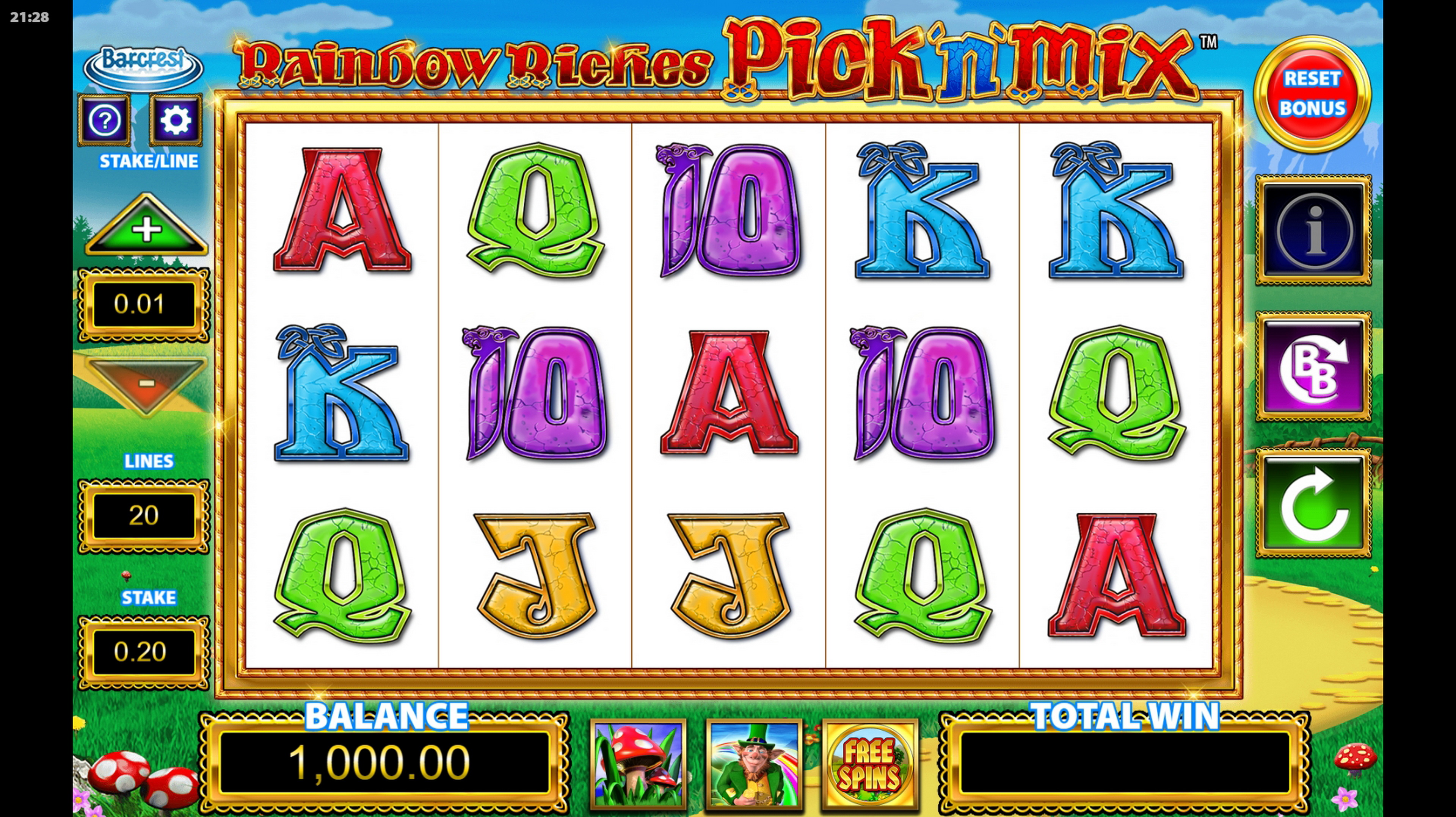 Reels in Rainbow Riches Pick'n'Mix Slot Game by Barcrest Games