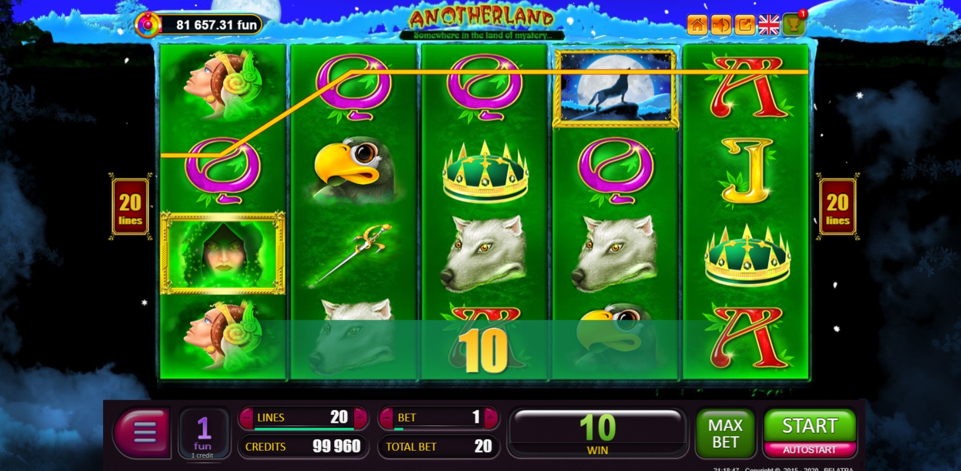 Win Money in Anotherland Luxe Free Slot Game by Belatra Games