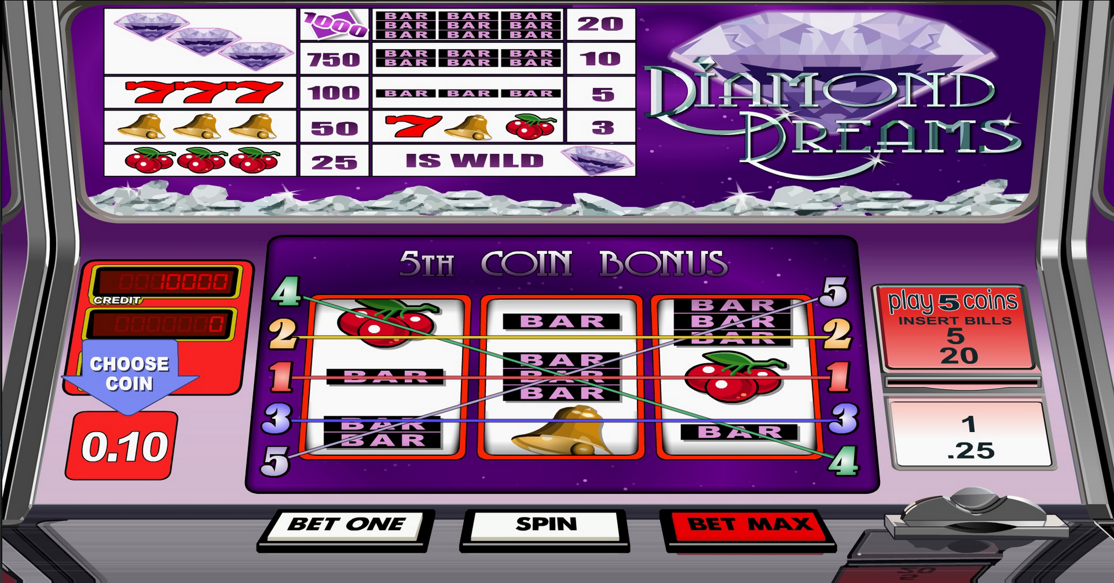 Reels in Diamond Dreams Slot Game by Betsoft