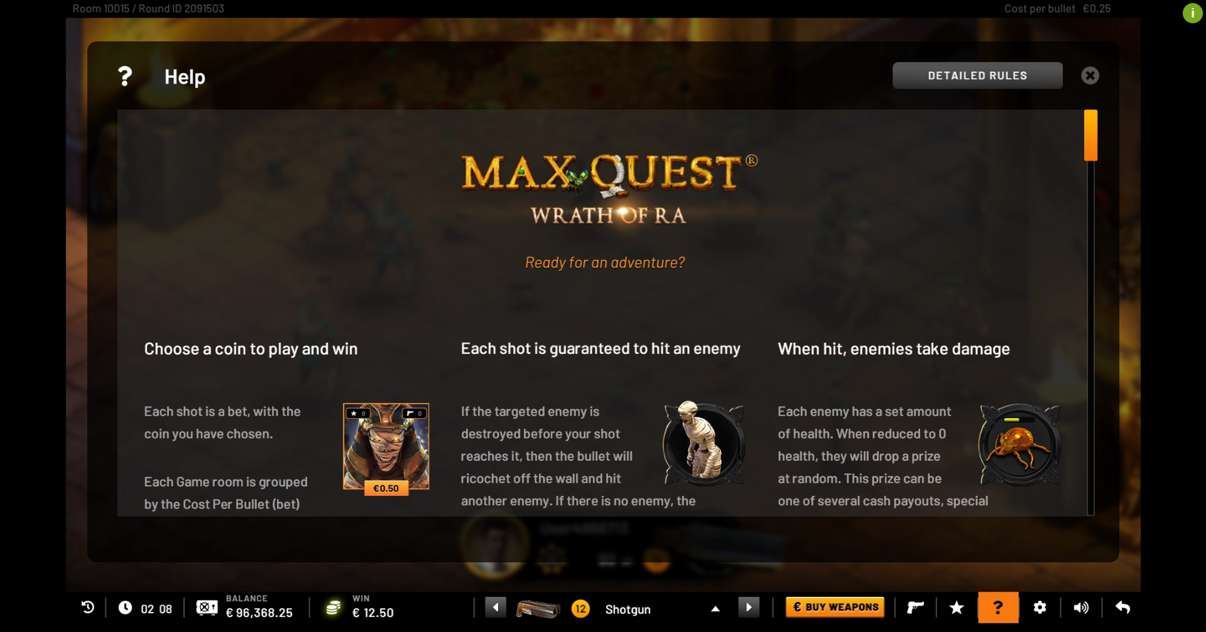 Info of Max Quest Slot Game by Betsoft