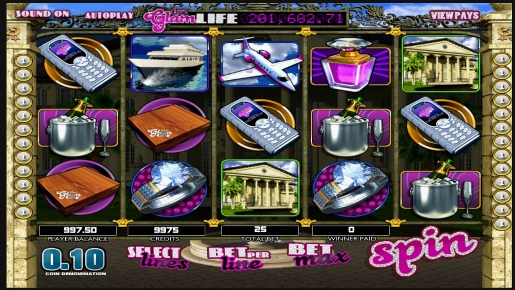 Reels in The Glam Life Slot Game by Betsoft