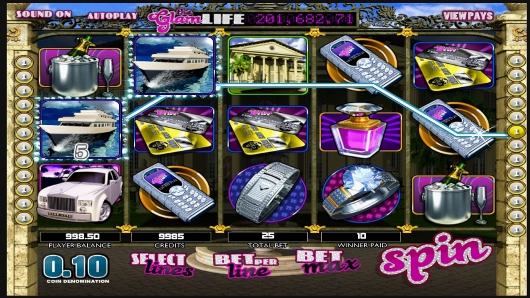 Win Money in The Glam Life Free Slot Game by Betsoft