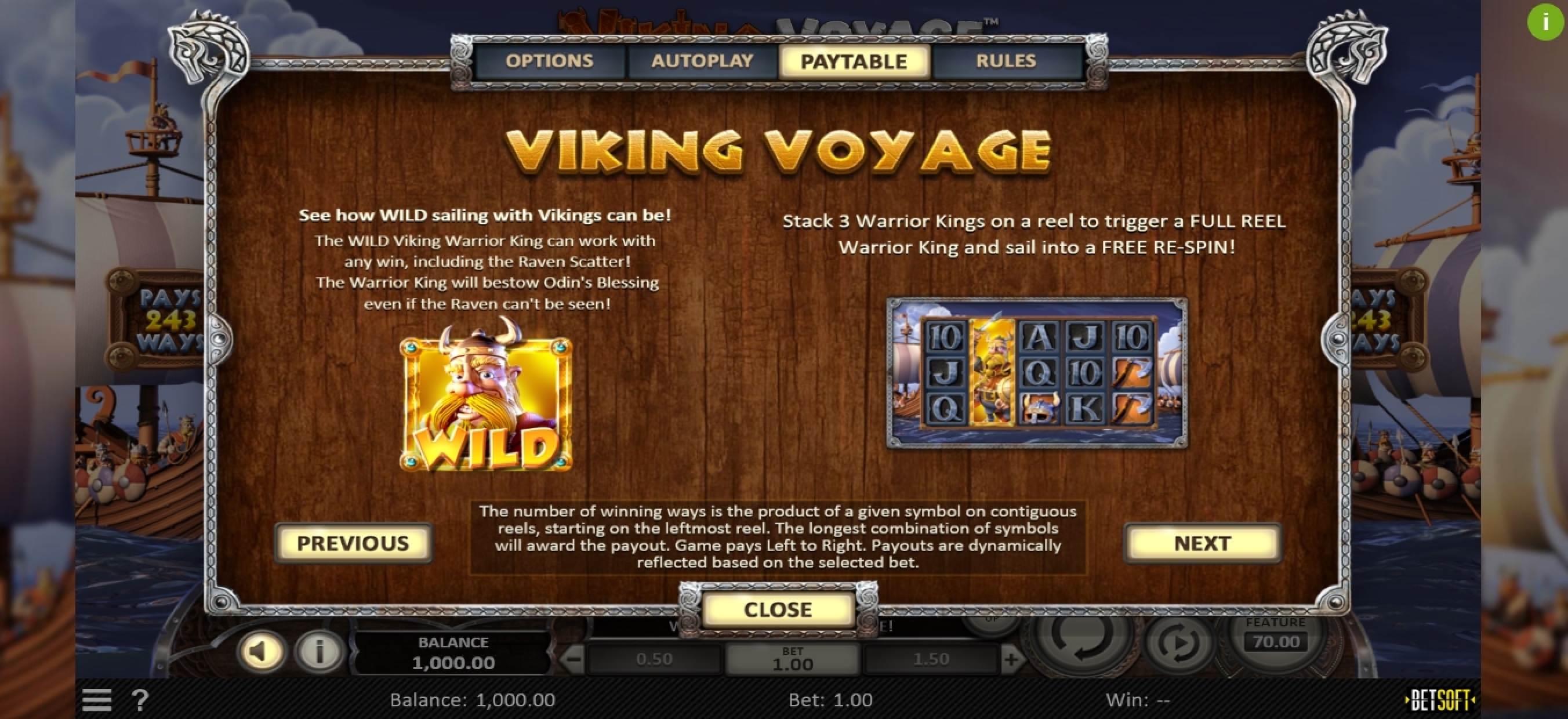 Info of Viking Voyage Slot Game by Betsoft