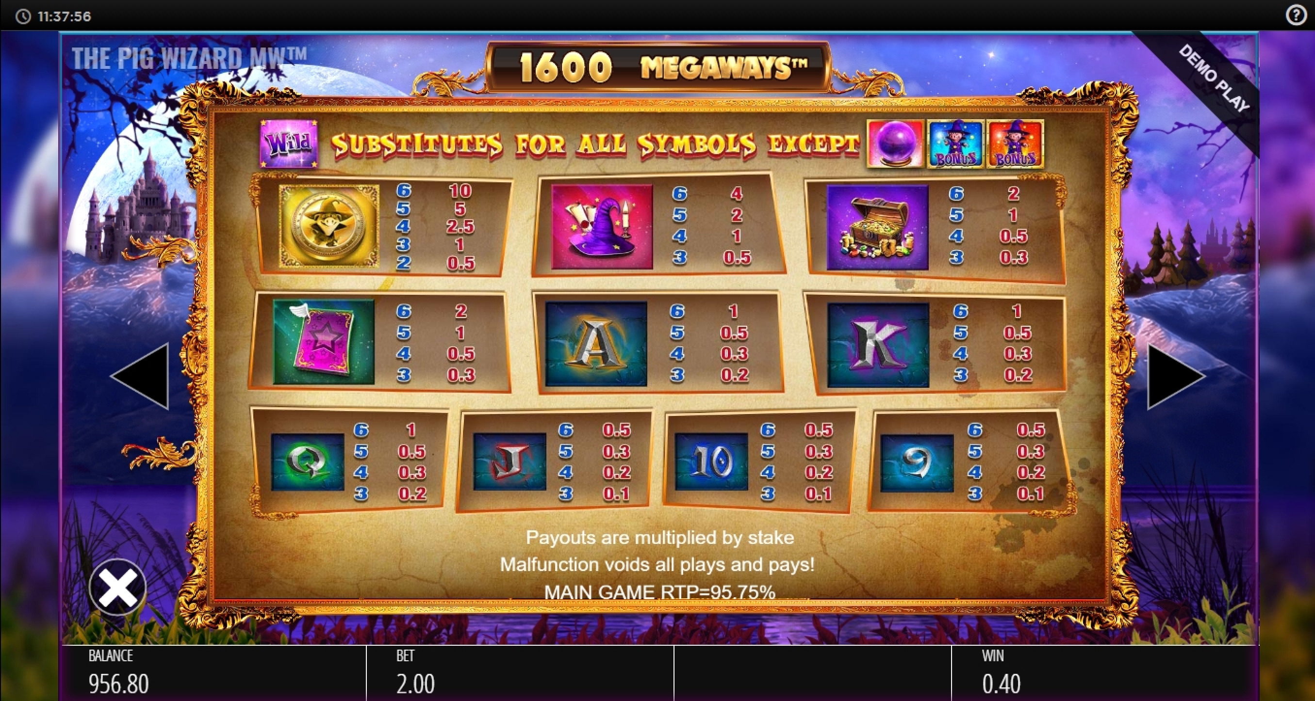 Info of Pig Wizard Megaways Slot Game by Blueprint Gaming