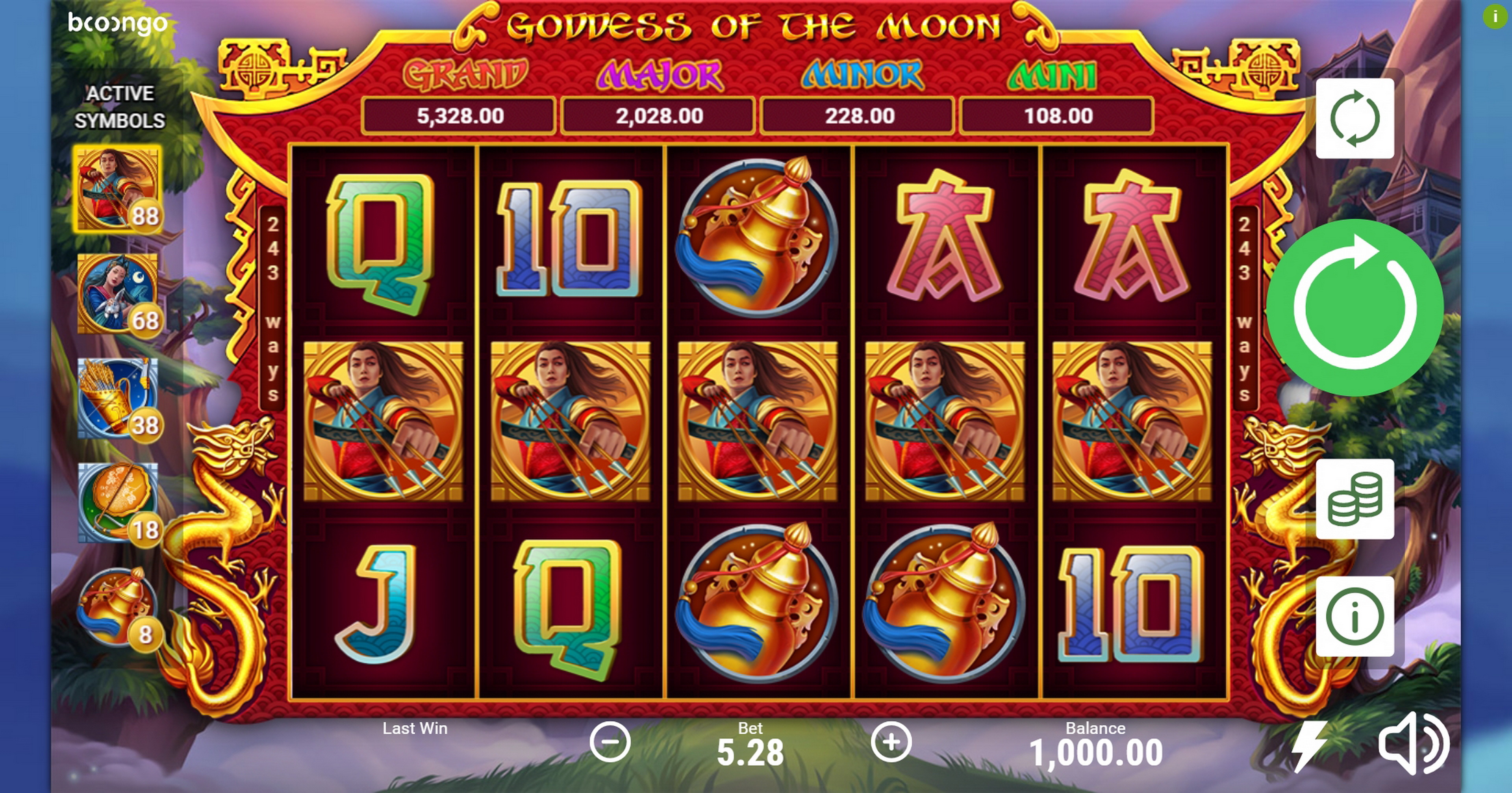 Reels in Goddess Of The Moon Slot Game by Booongo Gaming