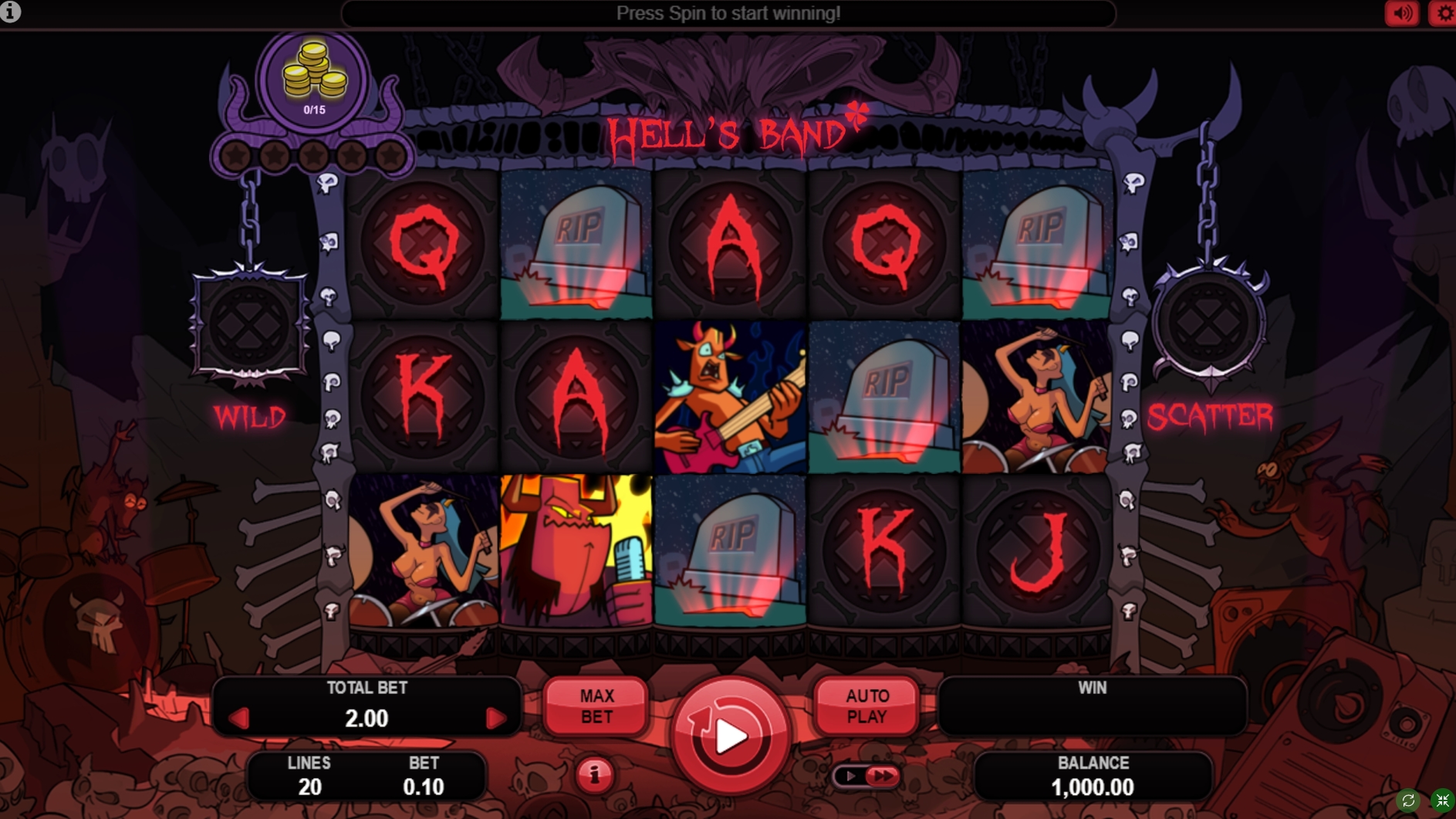 Reels in Hell's Band Slot Game by Booongo Gaming