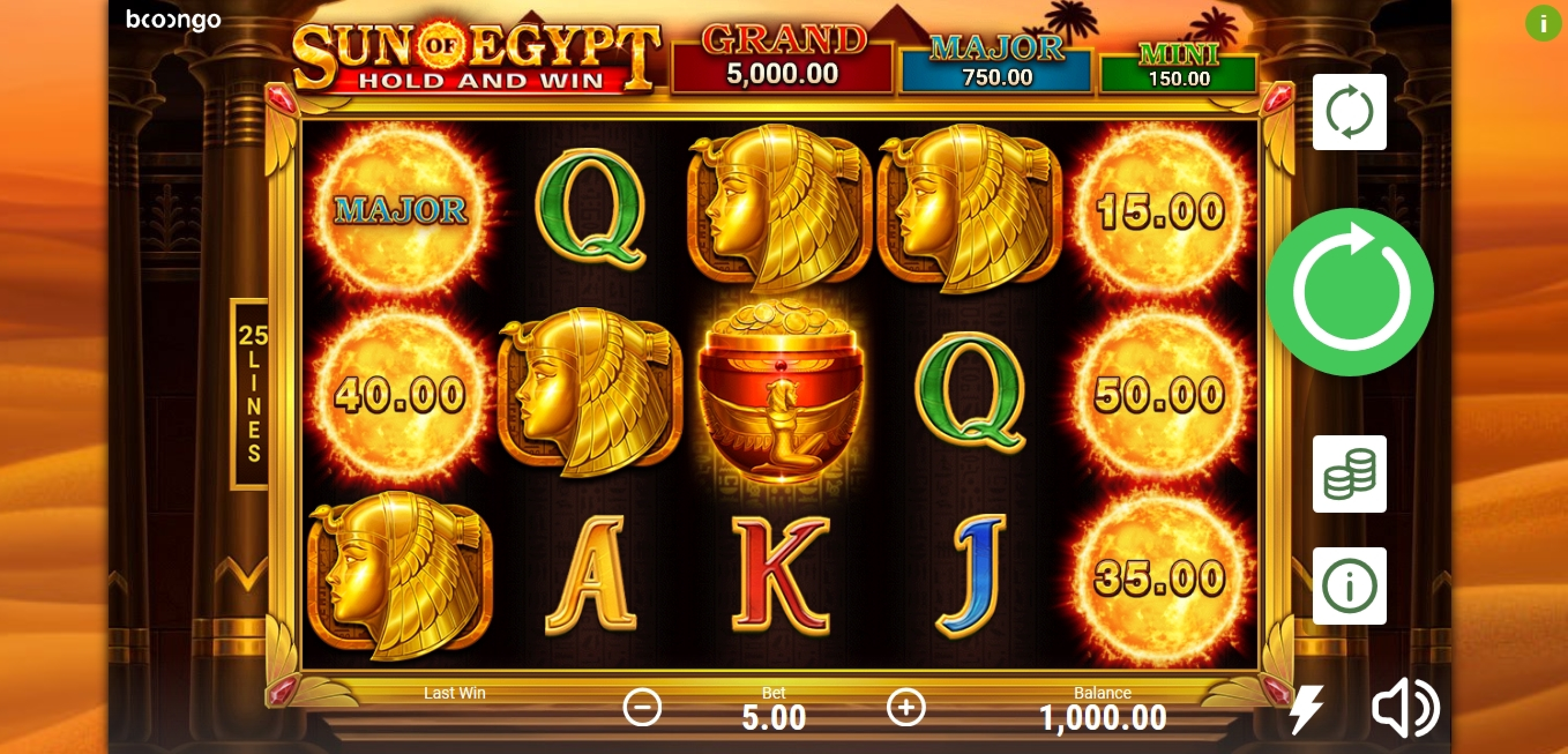 Reels in Sun of Egypt Slot Game by Booongo Gaming