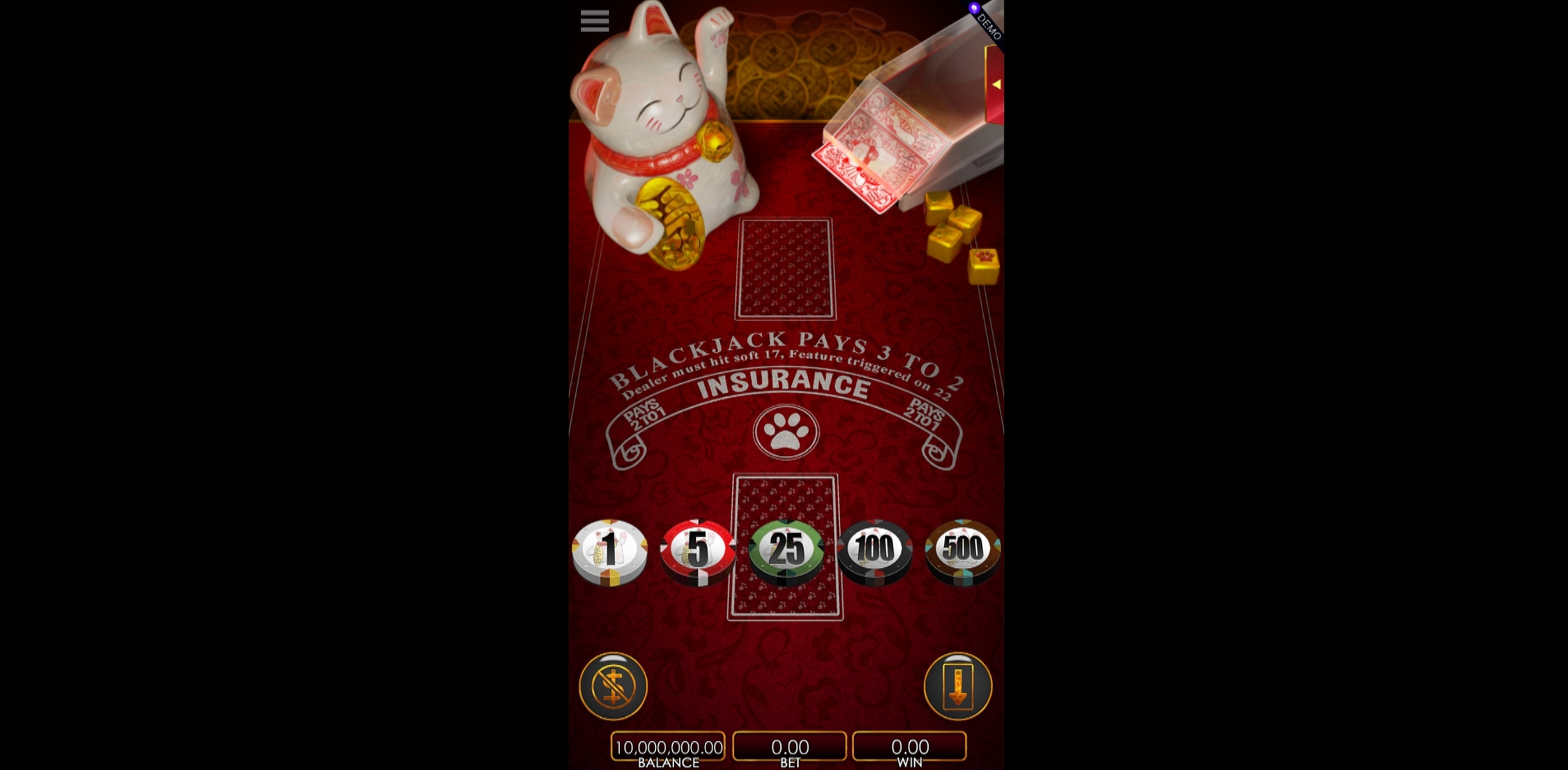 Reels in Lucky Cat Blackjack Slot Game by Bunfox Games