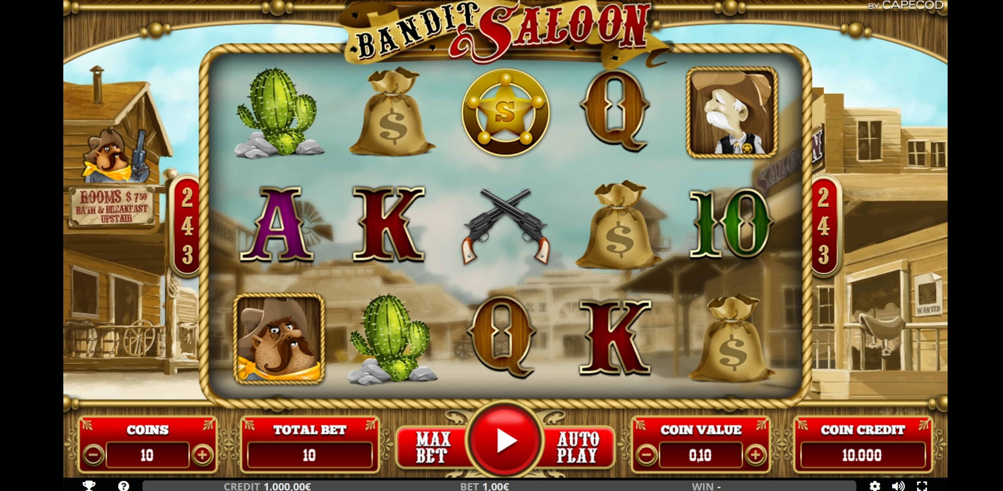 Reels in Bandit Saloon Slot Game by Capecod Gaming